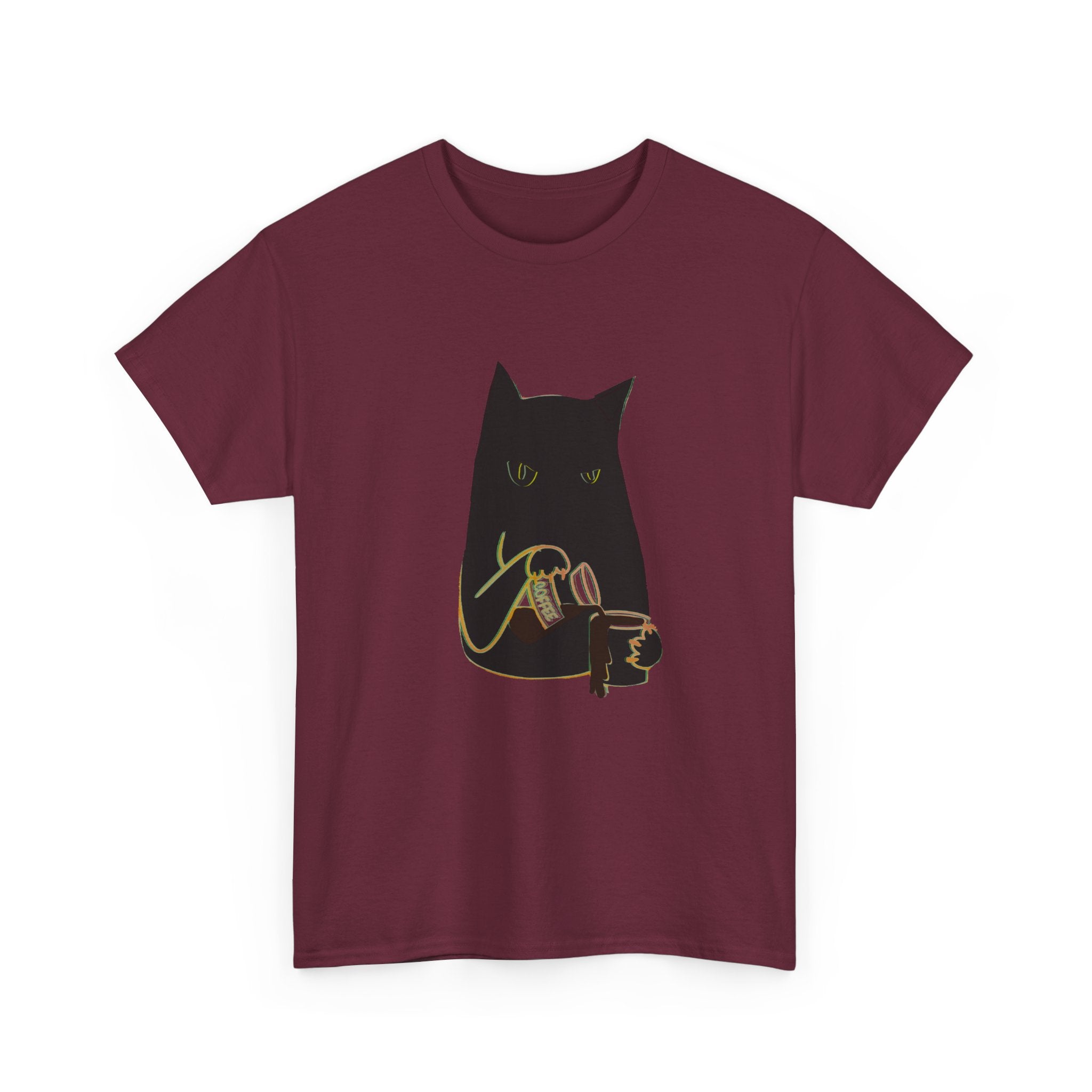 BLACK CAT BLACK COFFEE Unisex Heavy Cotton Tee