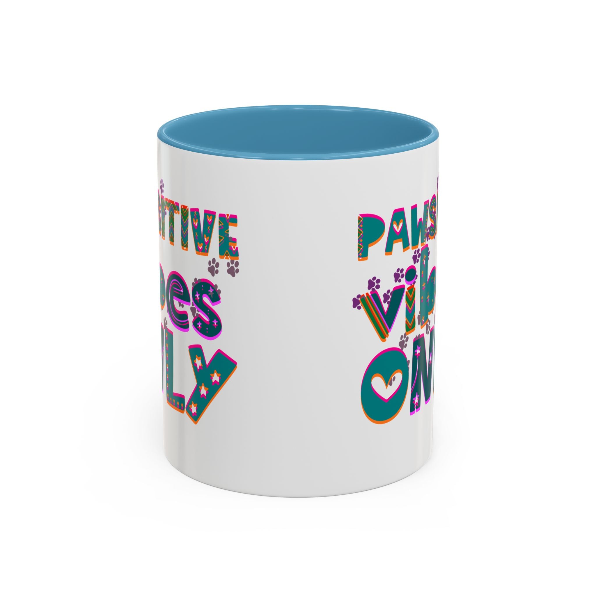 PAWSITIVE VIBES ONLY Accent Coffee Mug (11, 15oz)