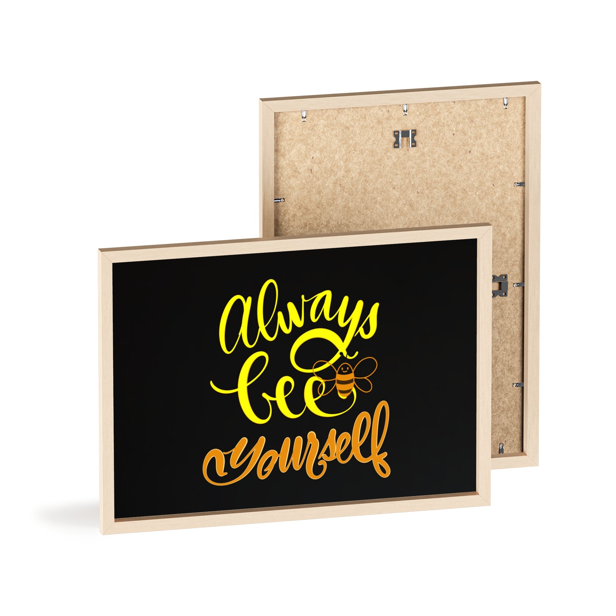 Inspirational Bee Quote Poster with Wooden Frame - "Always Bee Yourself"