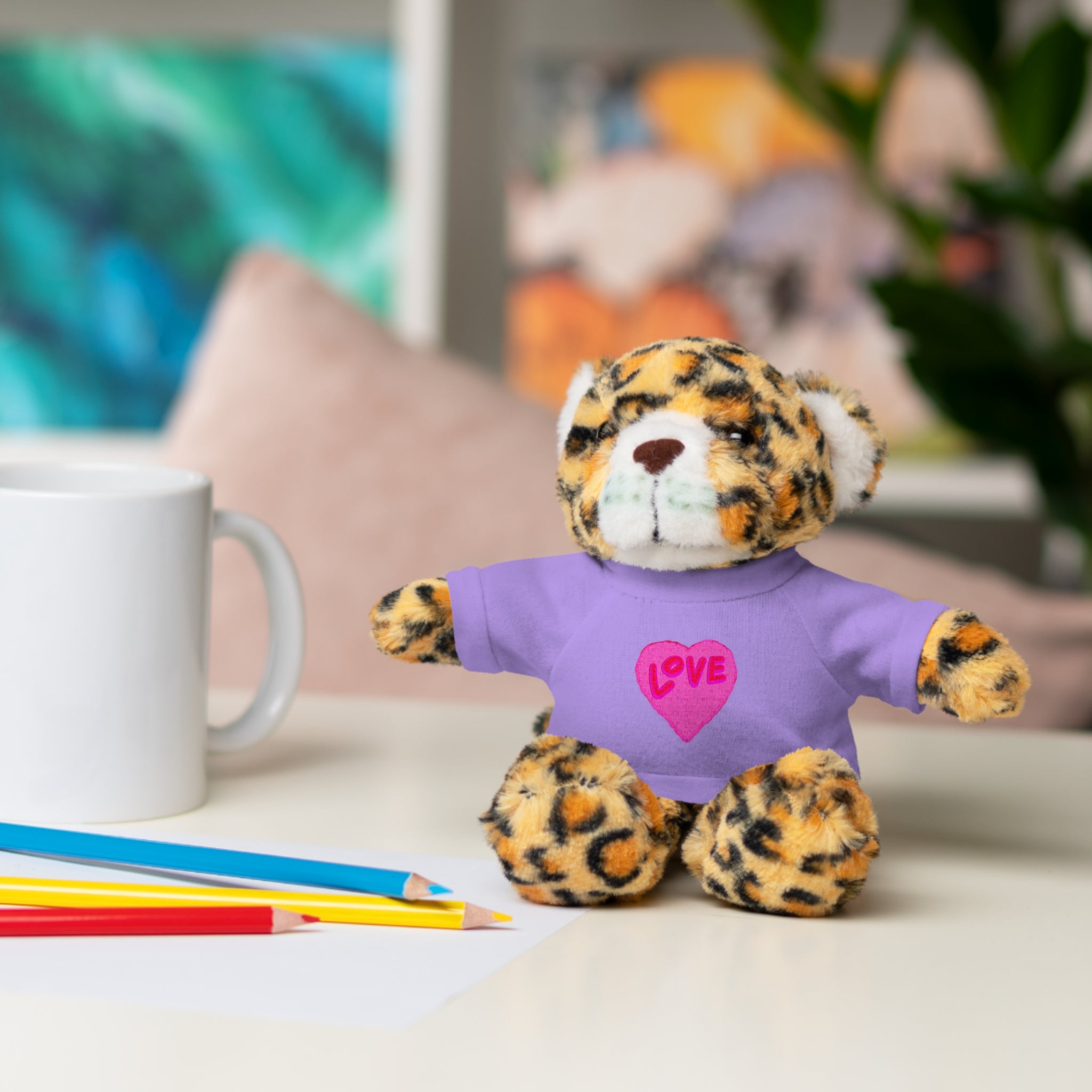 Love Bear Stuffed Animal in Custom Tee - Perfect Gift for Kids and Occasions