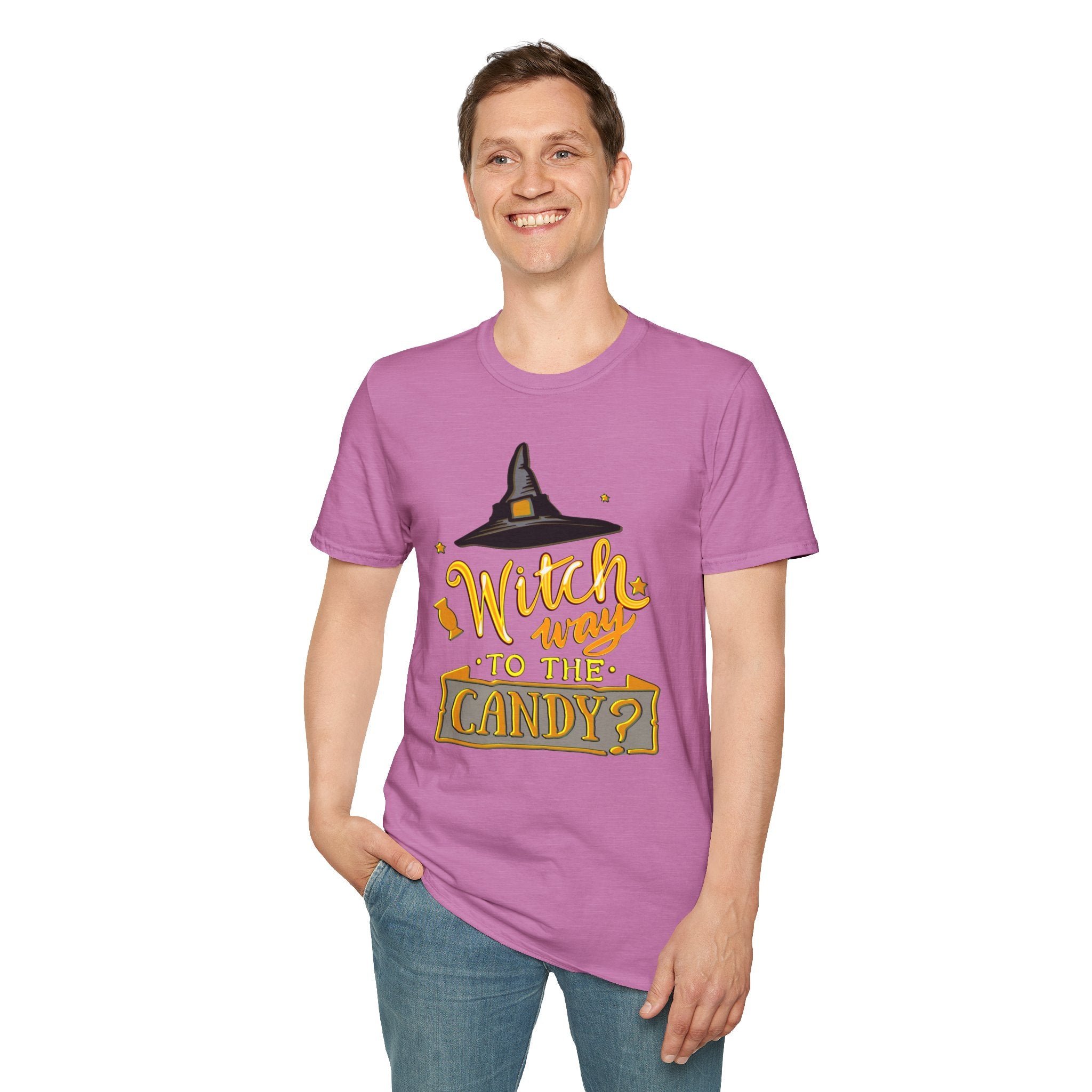 WITCH WAY TO THE CANDY? HALLOWEEN Softstyle T-Shirt