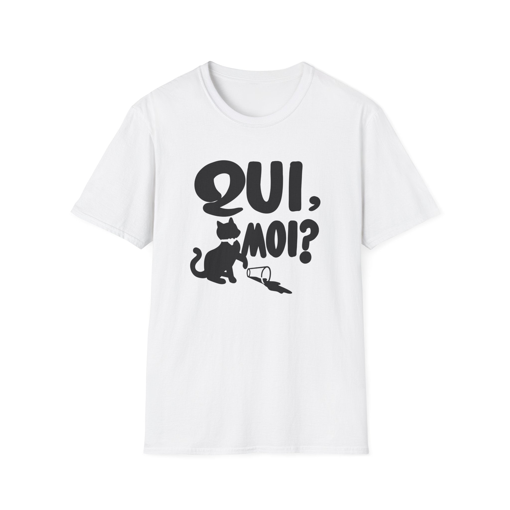 Funny Cat Unisex Softstyle T-Shirt - 'QUI, moi?'