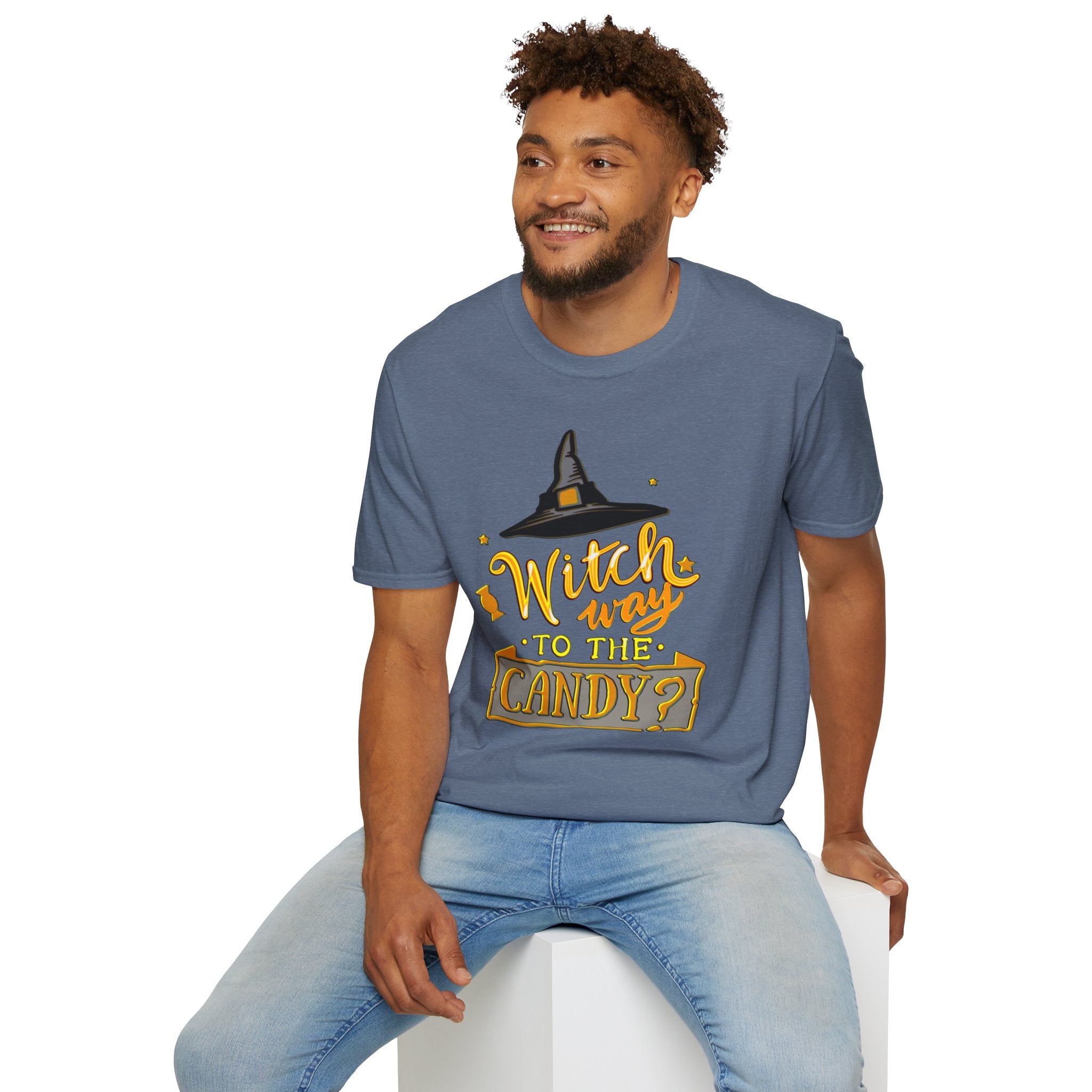 WITCH WAY TO THE CANDY? HALLOWEEN Softstyle T-Shirt