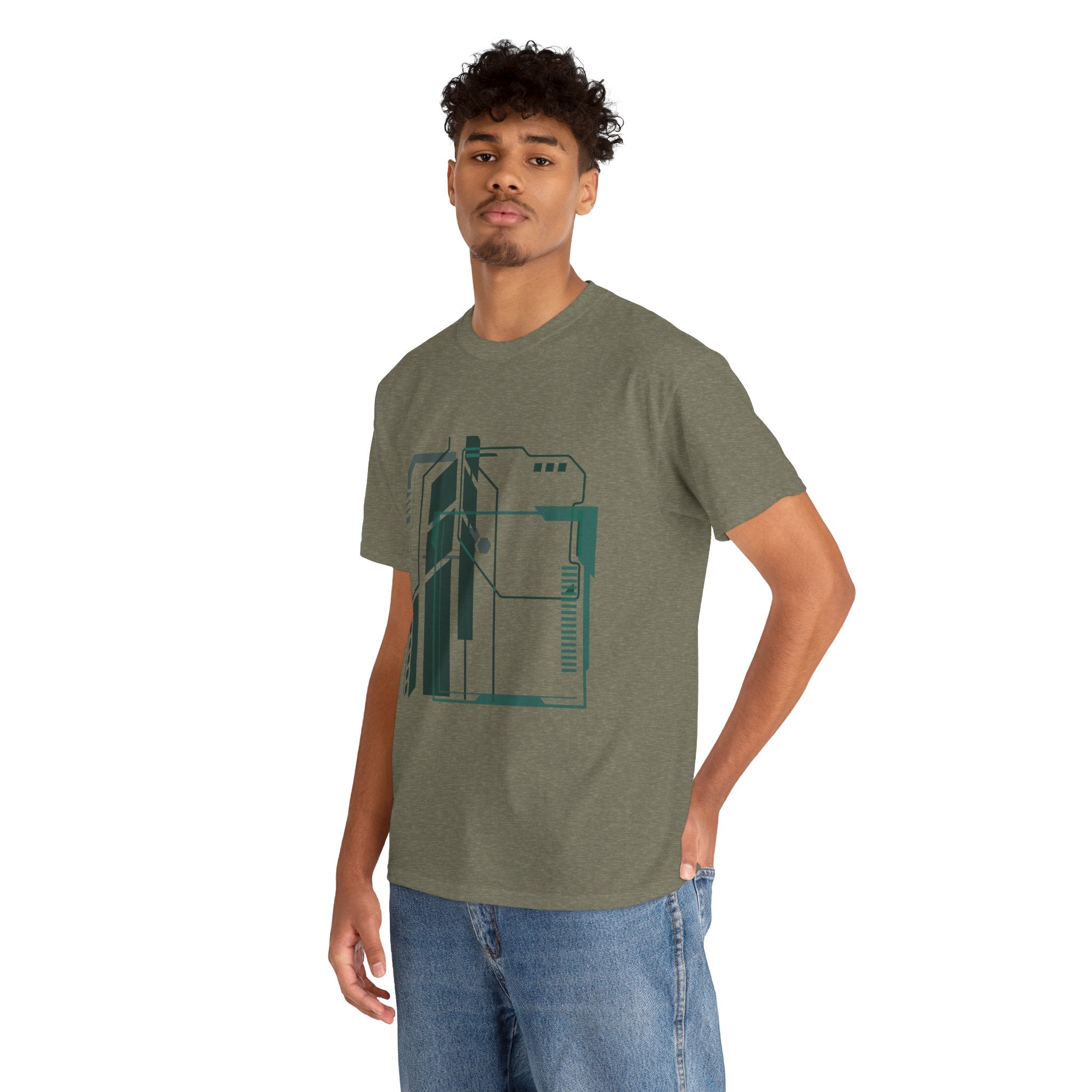 Futuristic Graphic Tee, Unisex Heavy Cotton, Sci-Fi Shirt, Gift for Tech Lovers, Casual Wear, Streetwear Style, Unique Design