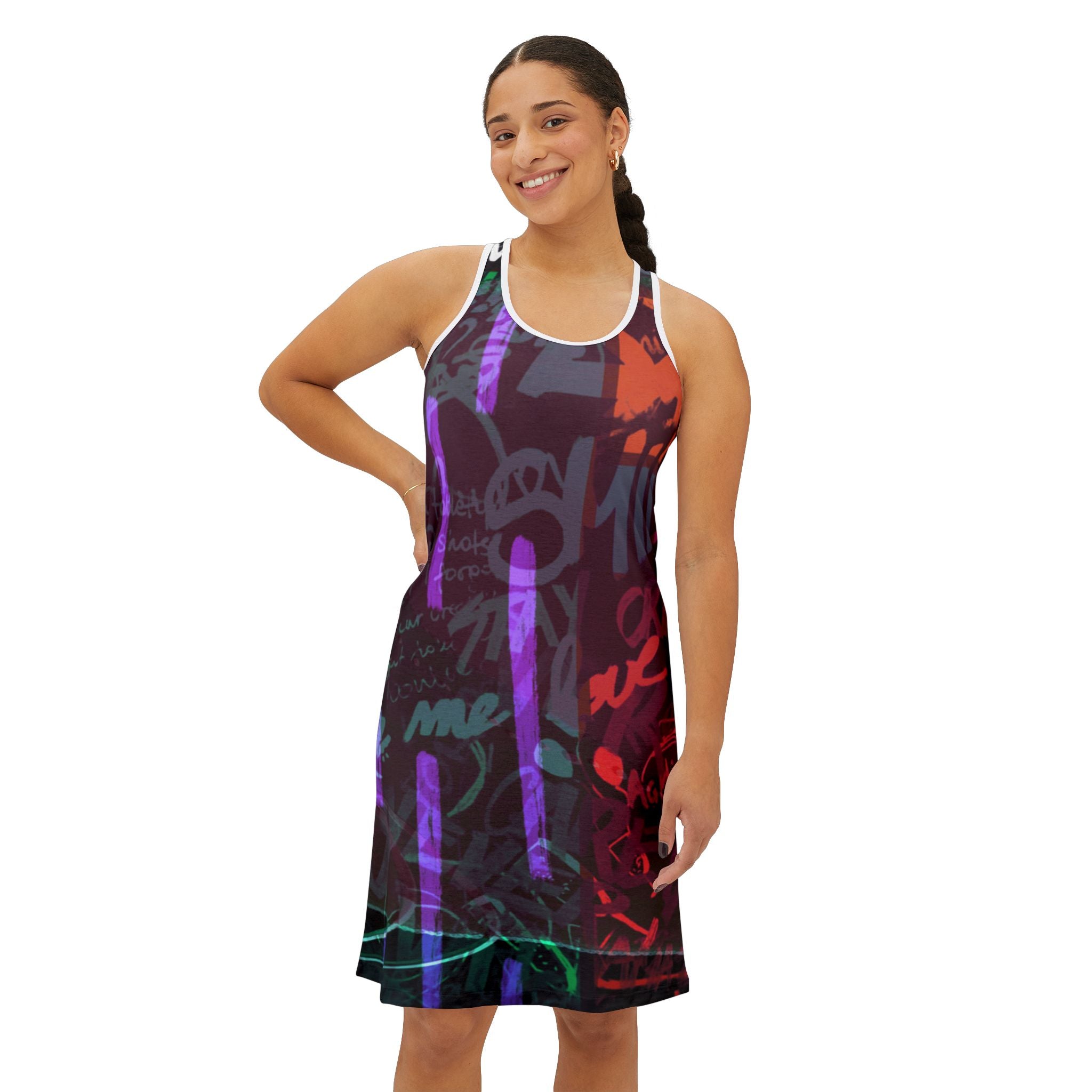 Graffiti Vibe Women's Racerback Dress - Colorful Urban Style for Summer Outings
