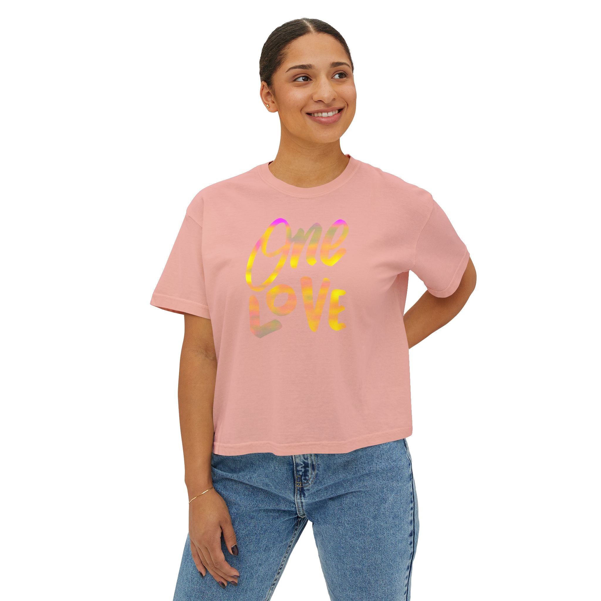 One Love Boxy Tee — Women's Crop Graphic T-Shirt