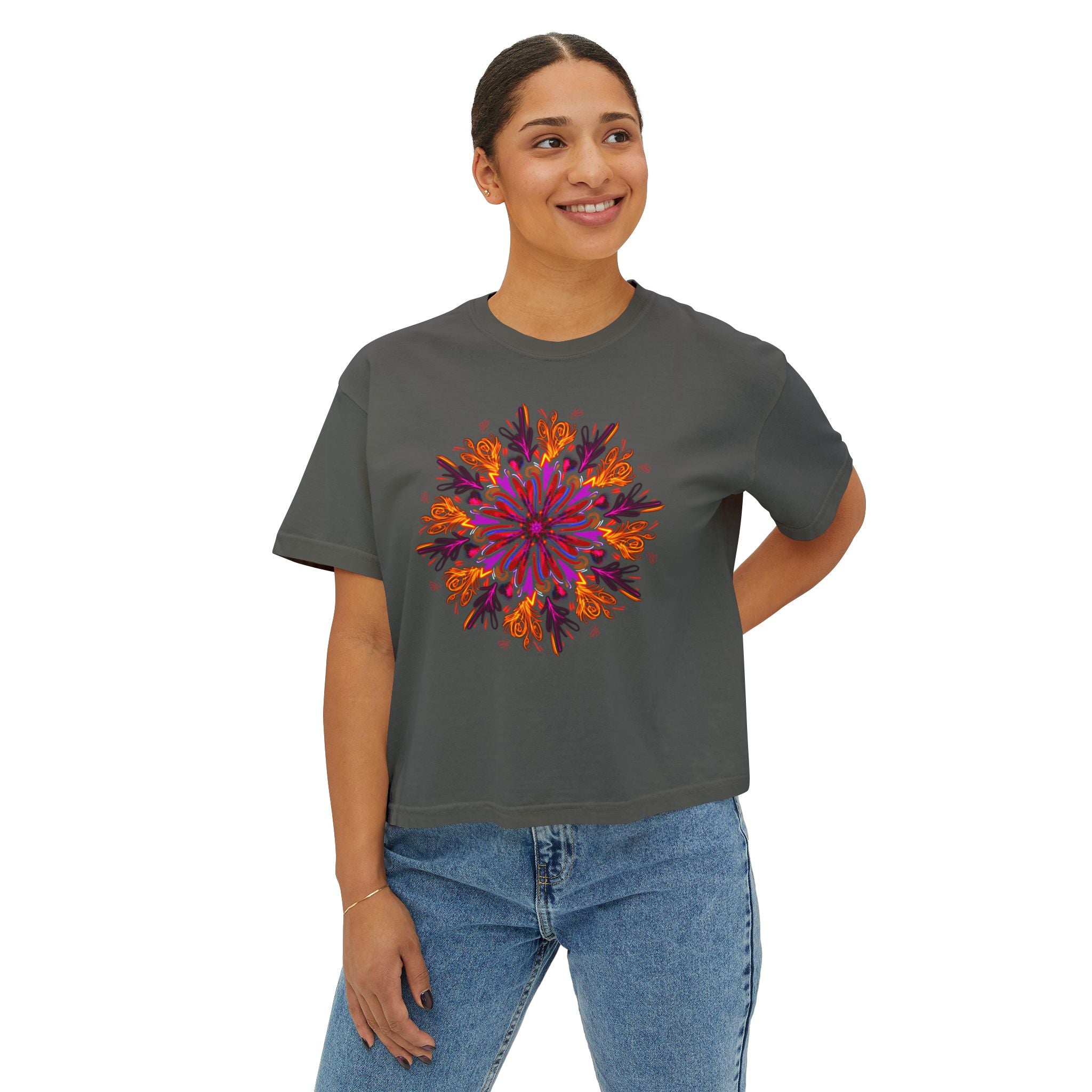 Floral Boxy Tee for Women - Bohemian Style T-Shirt