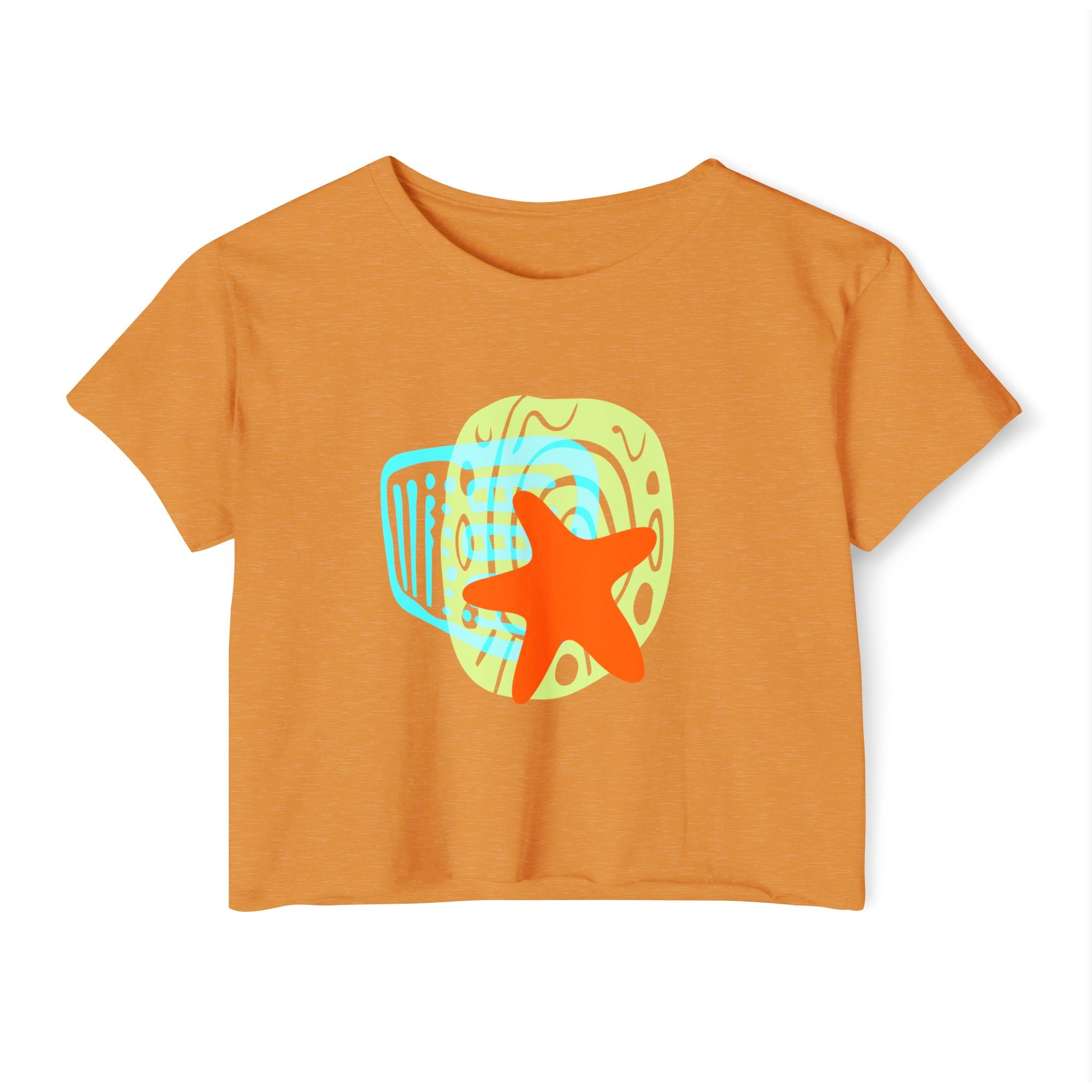 Colorful Starfish Festival Crop Top for Women - Summer Vibes Tee