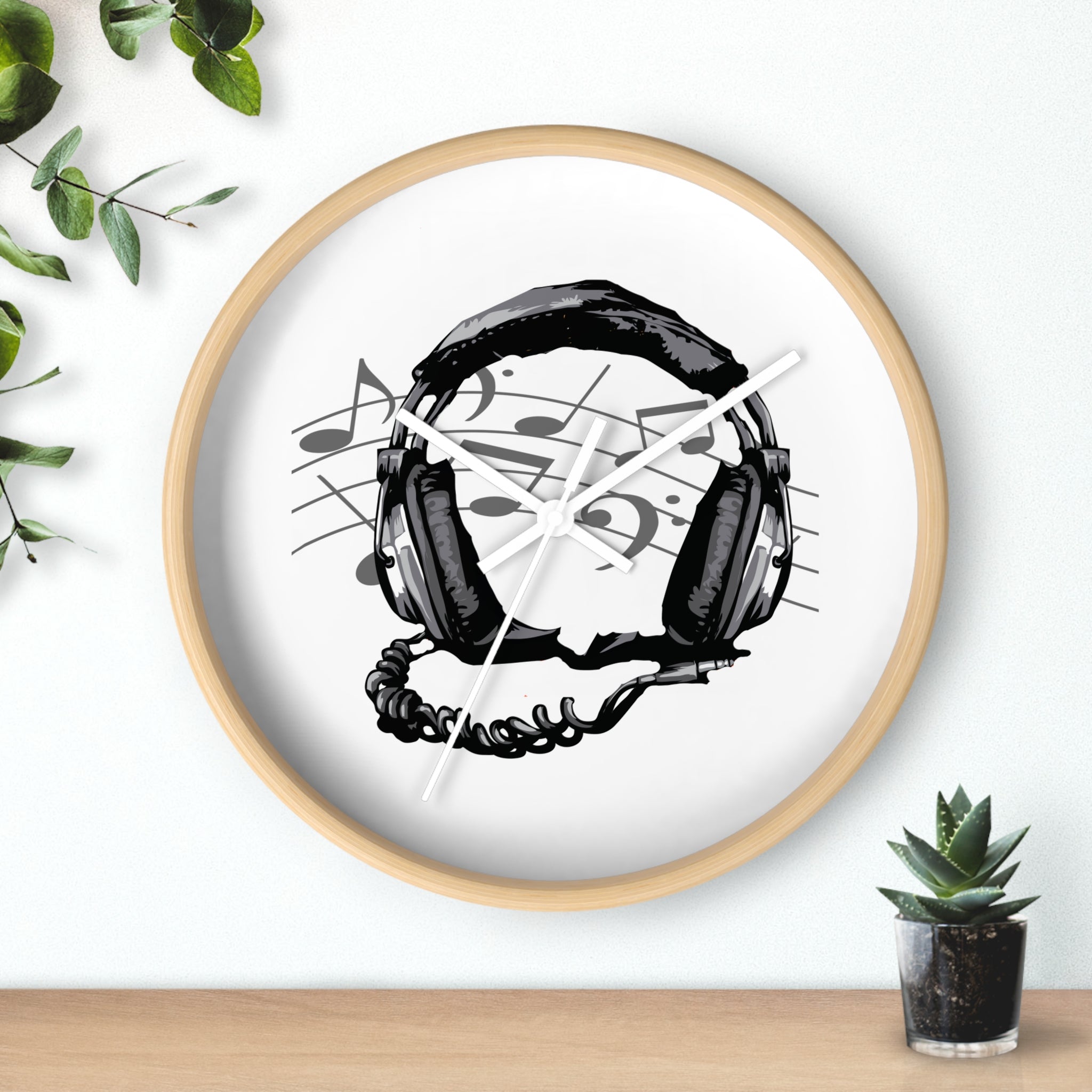 Music Lover's Wall Clock, Headphones Home Decor, Unique Gift for Musicians, Music Room Accessories, Stylish Timepiece