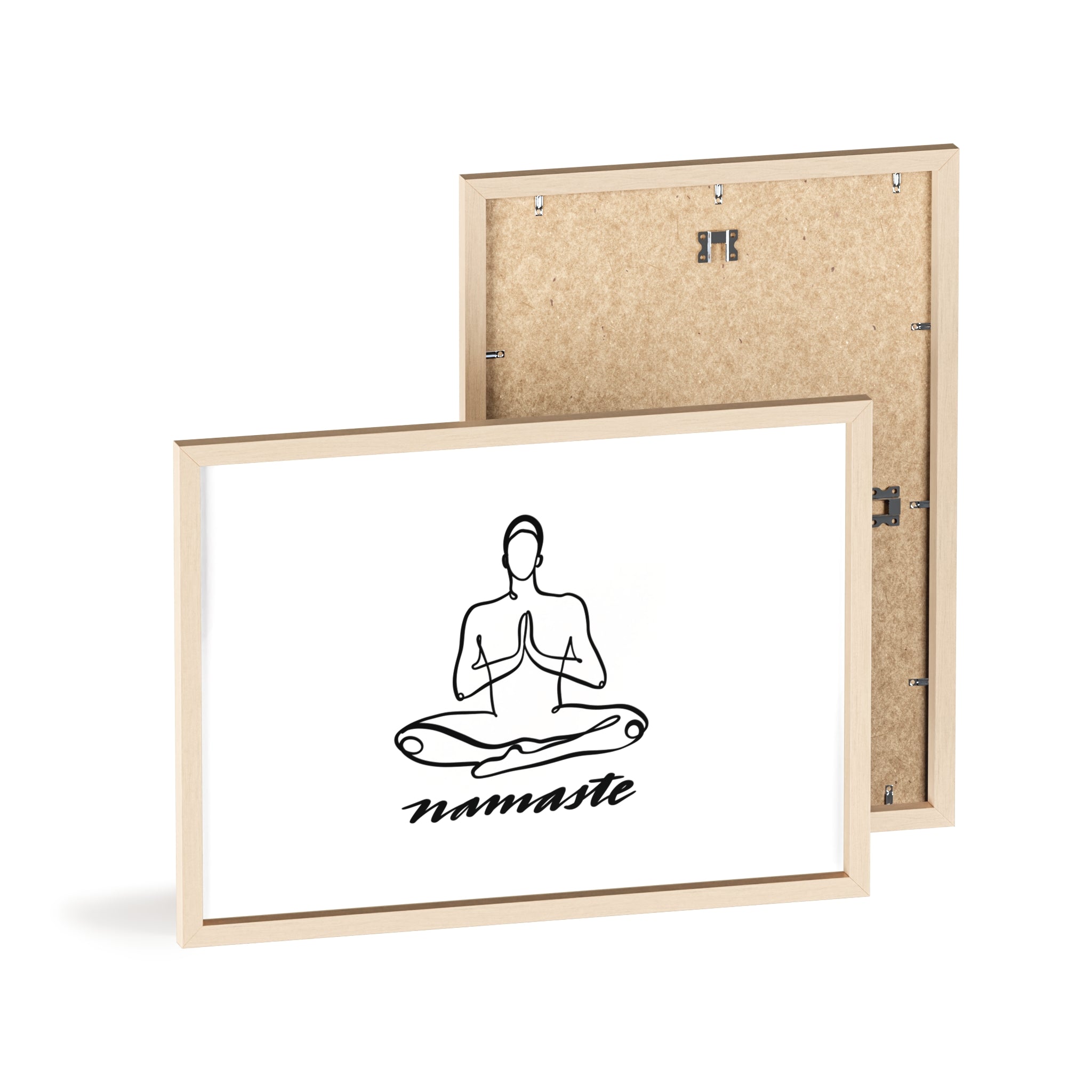 Meditation Art Poster with Wooden Frame - Namaste Decor for Mindfulness and Wellness