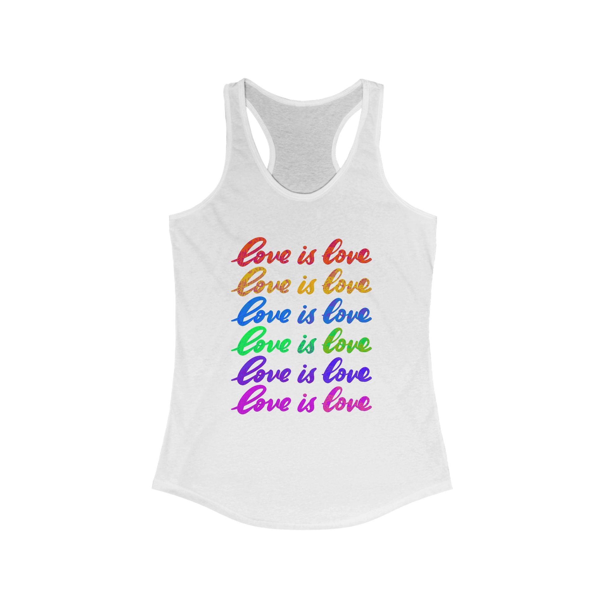Pride Love is Love Racerback Tank Top, LGBTQ+ Tank, Summer Fitness Shirt, Cute Casual Wear, Gift for Pride Month