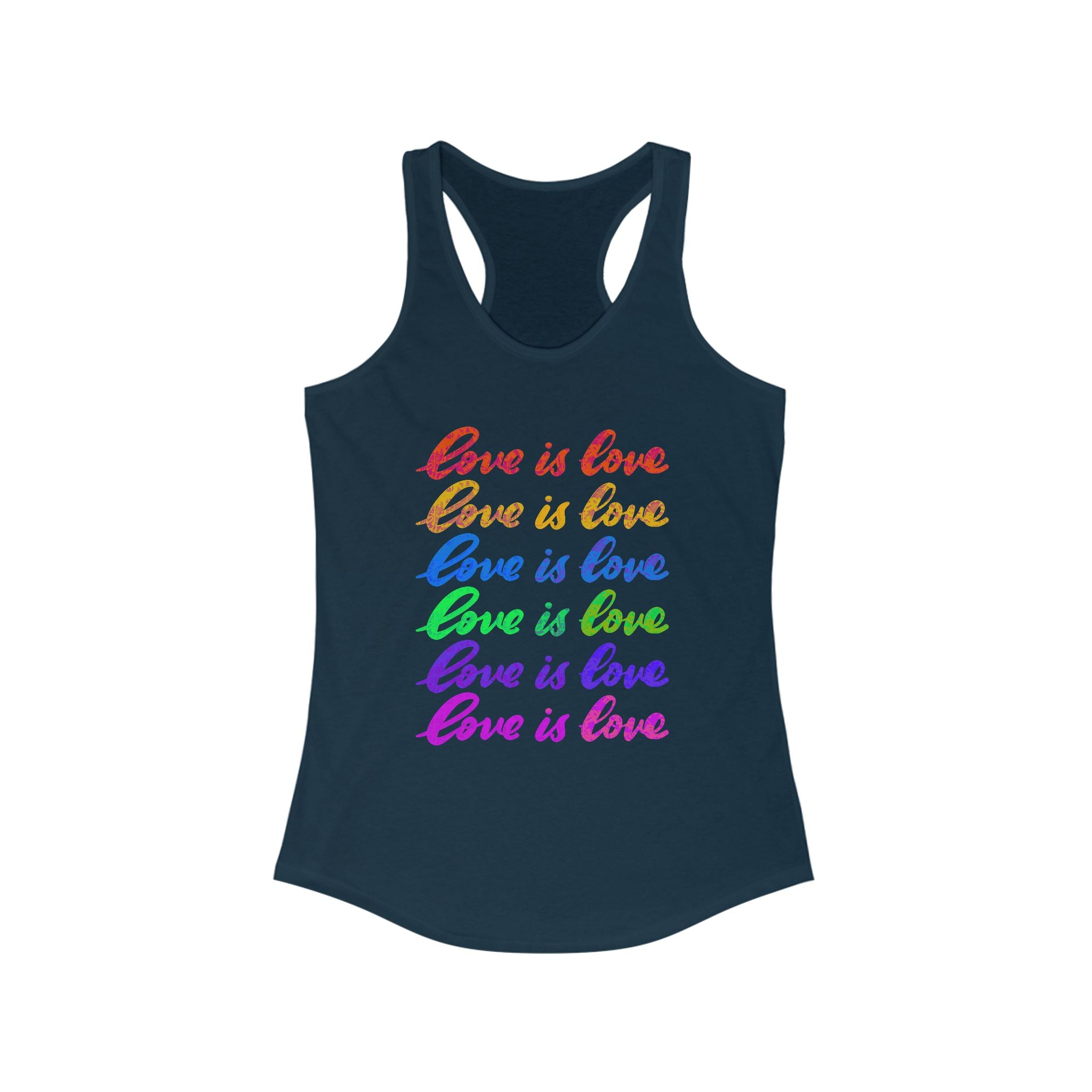 Pride Love is Love Racerback Tank Top, LGBTQ+ Tank, Summer Fitness Shirt, Cute Casual Wear, Gift for Pride Month