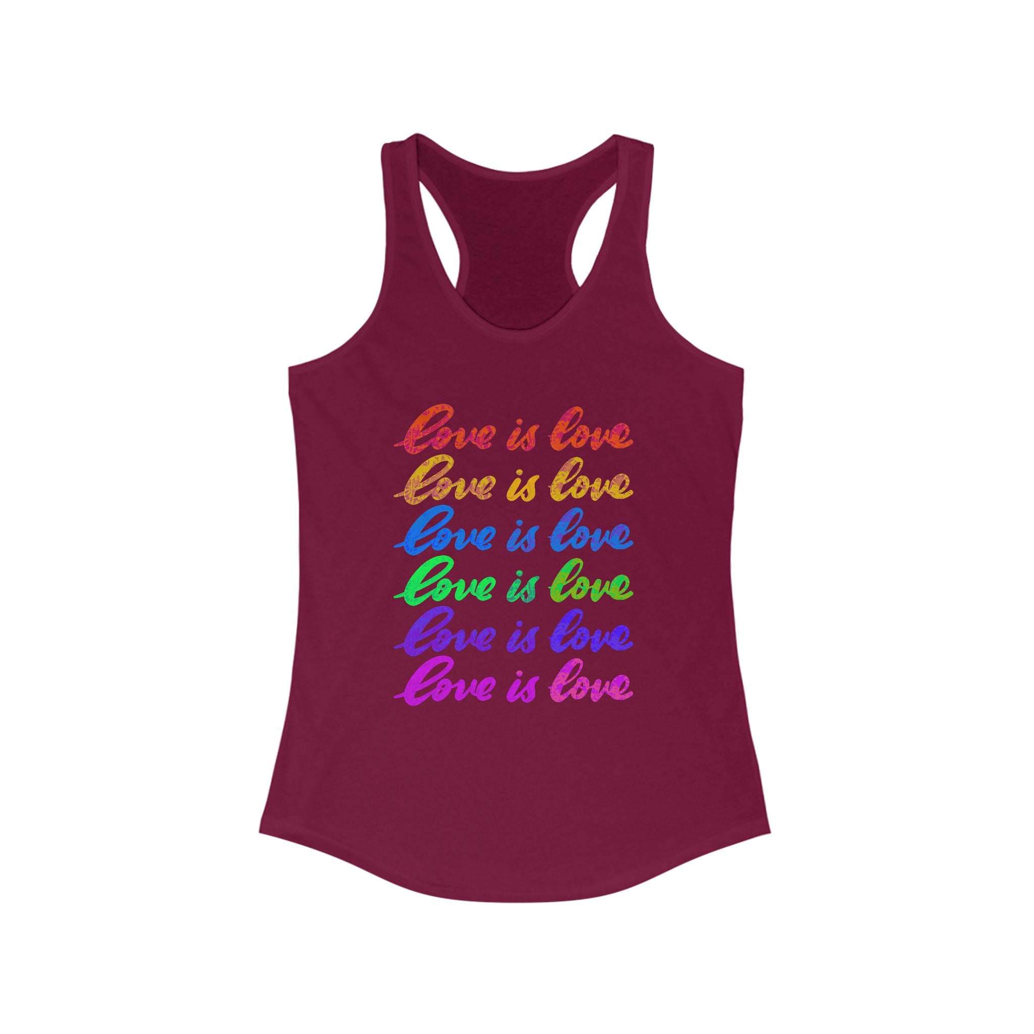 Pride Love is Love Racerback Tank Top, LGBTQ+ Tank, Summer Fitness Shirt, Cute Casual Wear, Gift for Pride Month