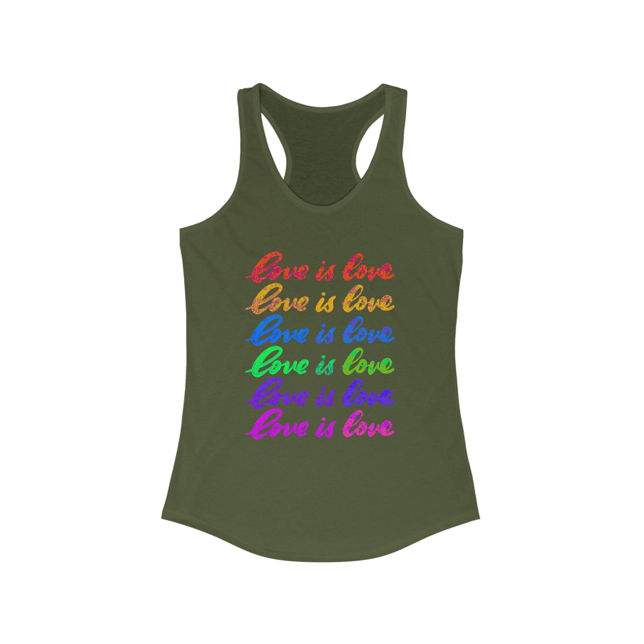 Pride Love is Love Racerback Tank Top, LGBTQ+ Tank, Summer Fitness Shirt, Cute Casual Wear, Gift for Pride Month