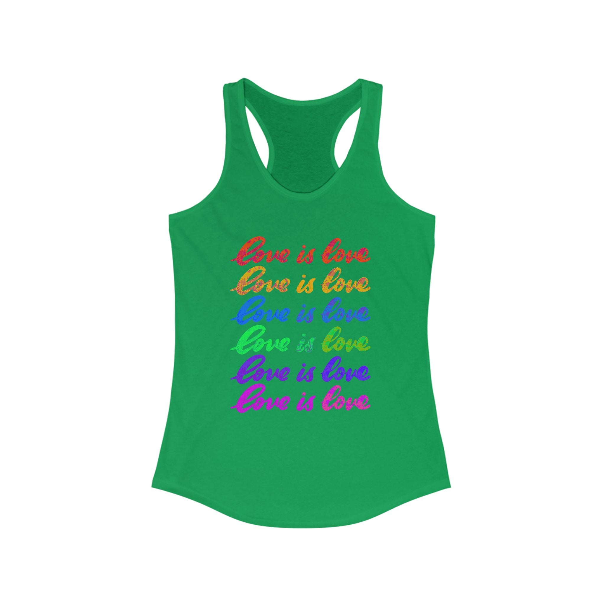 Pride Love is Love Racerback Tank Top, LGBTQ+ Tank, Summer Fitness Shirt, Cute Casual Wear, Gift for Pride Month