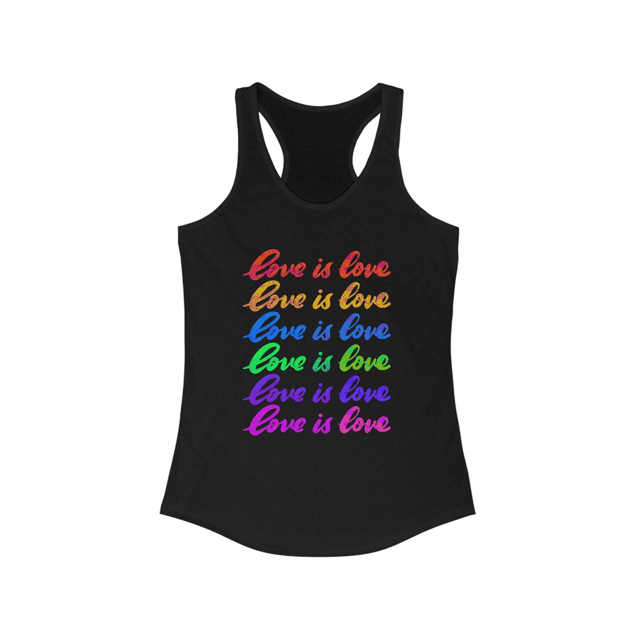 Pride Love is Love Racerback Tank Top, LGBTQ+ Tank, Summer Fitness Shirt, Cute Casual Wear, Gift for Pride Month