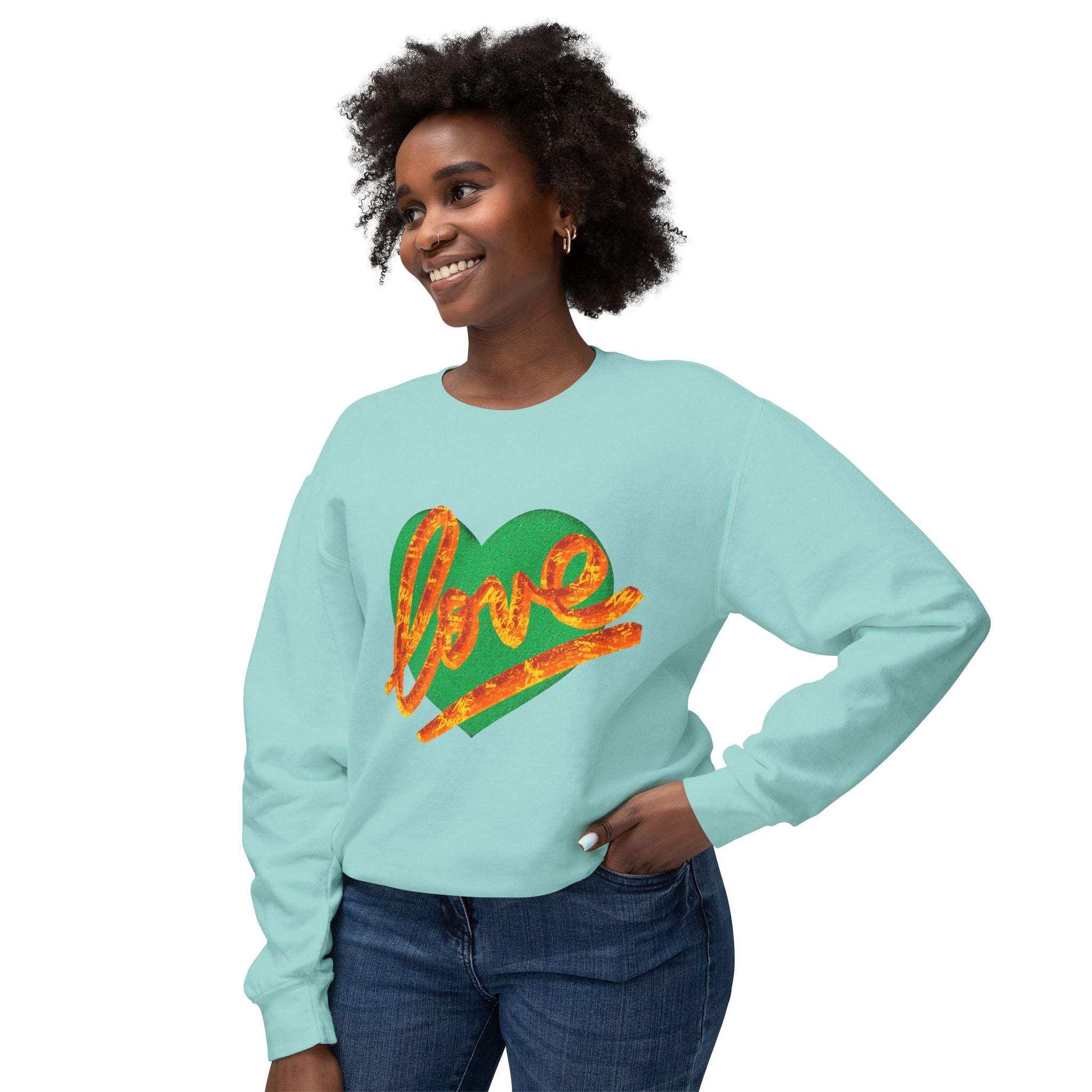 Lightweight Crewneck Sweatshirt - Vibrant Love Design for All Occasions