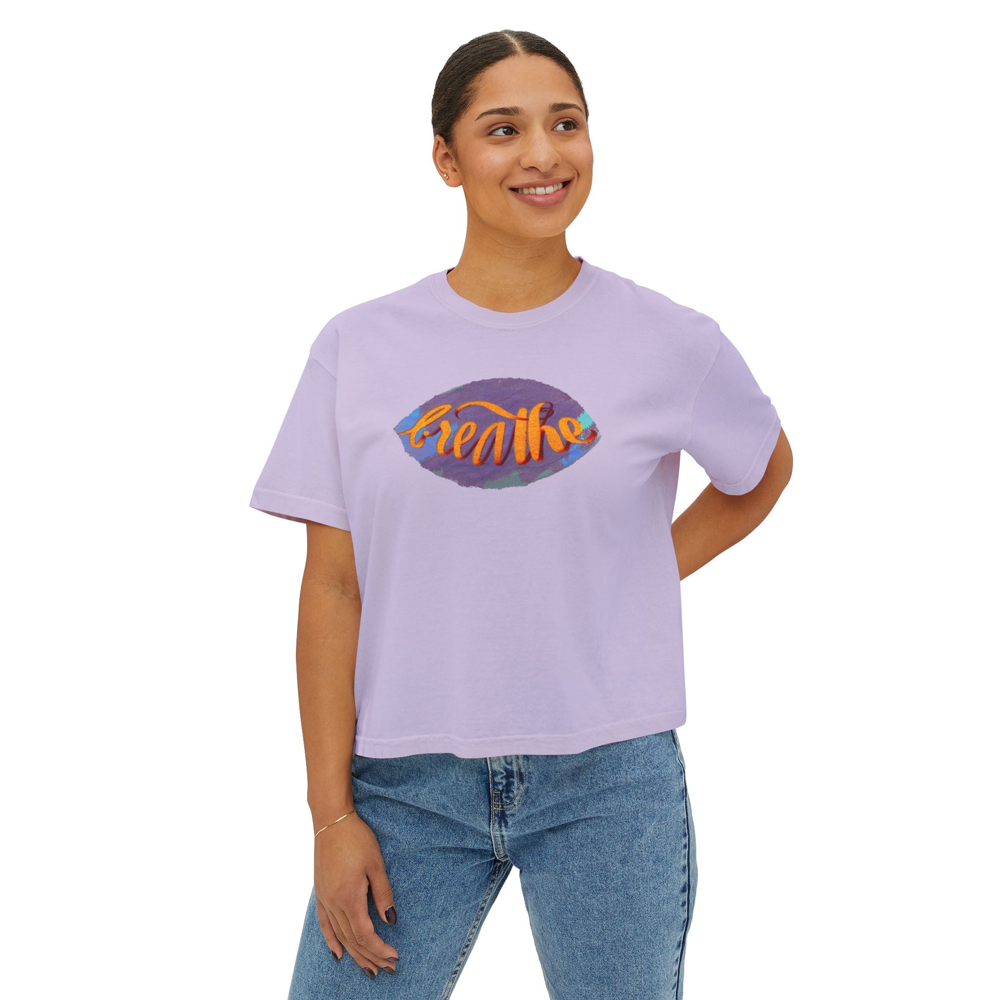 Breathe Women's Boxy Tee - Relaxed Fit Inspirational Top