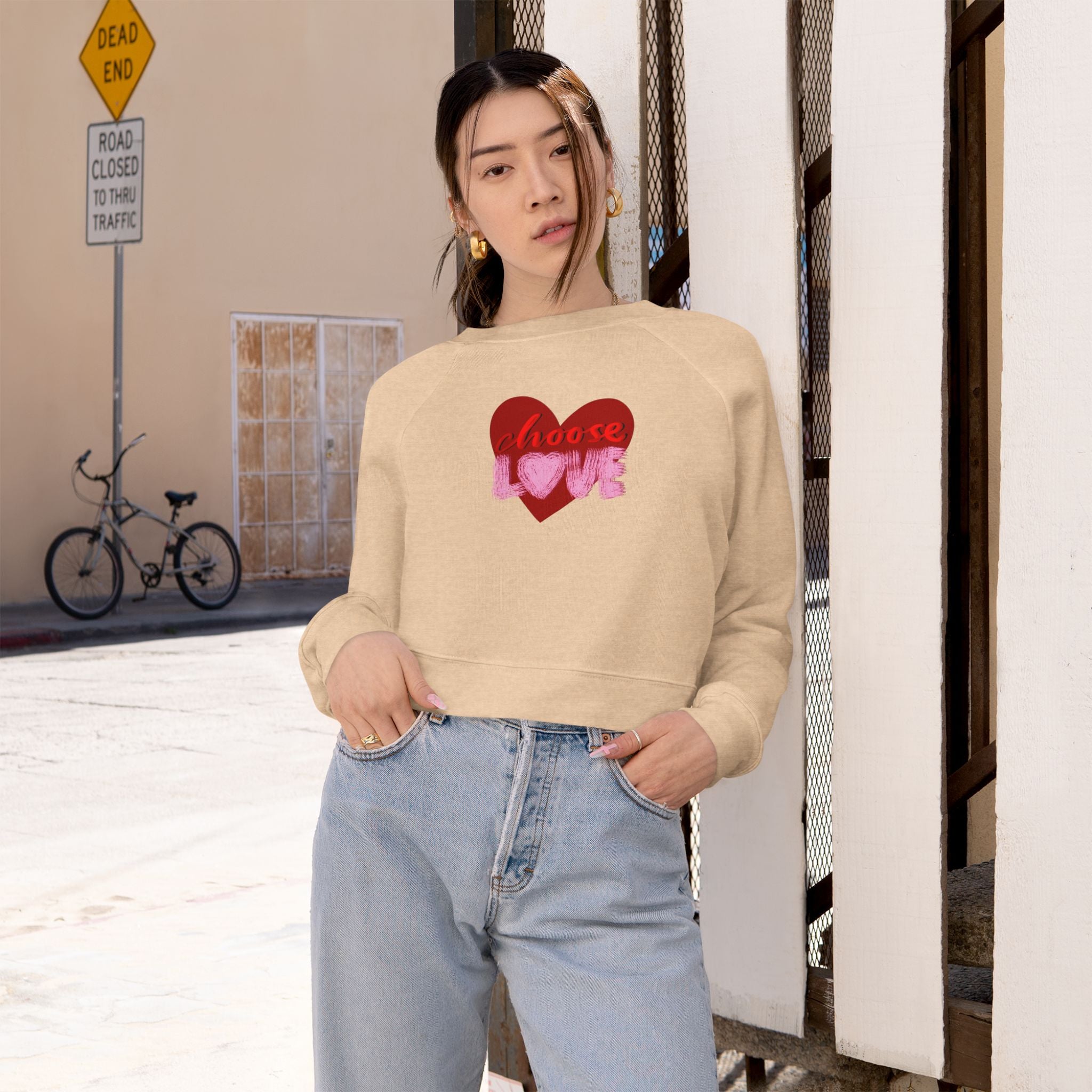 Choose Love Women's Cropped Fleece Pullover - Stylish & Comfortable