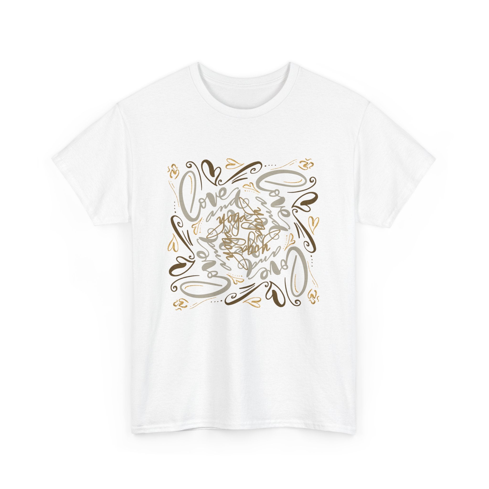 Stylish Hand-drawn Tee, Love and Yoga Shirt, Unisex Graphic T-Shirt, Casual Outfit, Gift for Friends and Family