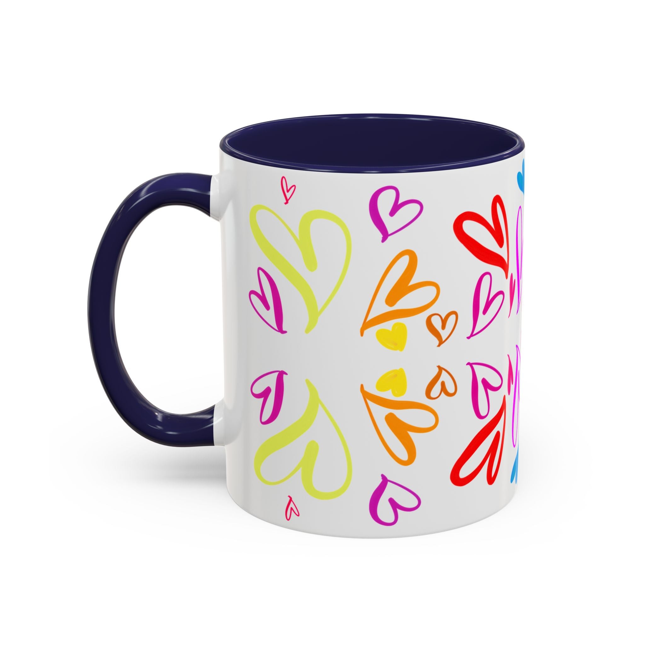 Colorful Heart Accent Coffee Mug | Perfect Gift for Valentine’s Day, Birthdays, Love Notes, and Cozy Mornings