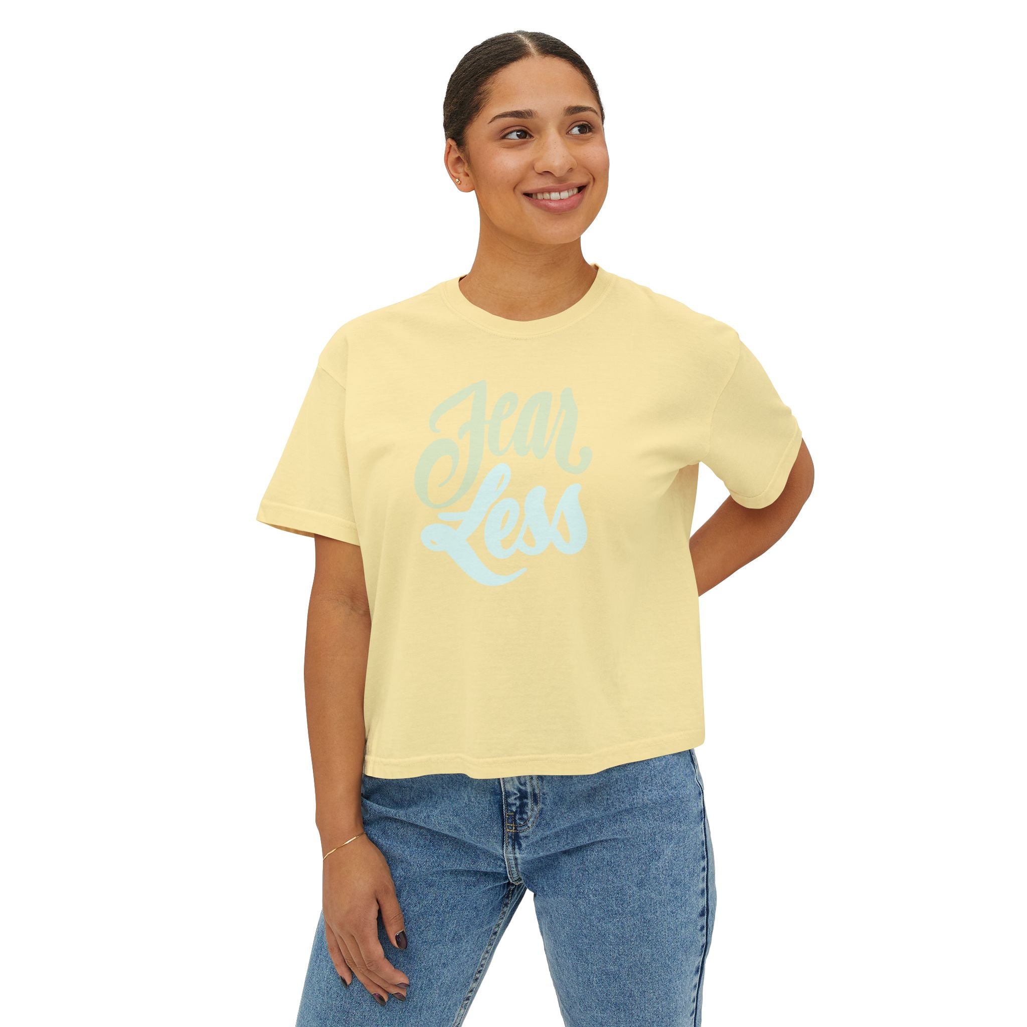 Fear Less Women's Boxy Tee - Comfortable & Empowering Casual Top