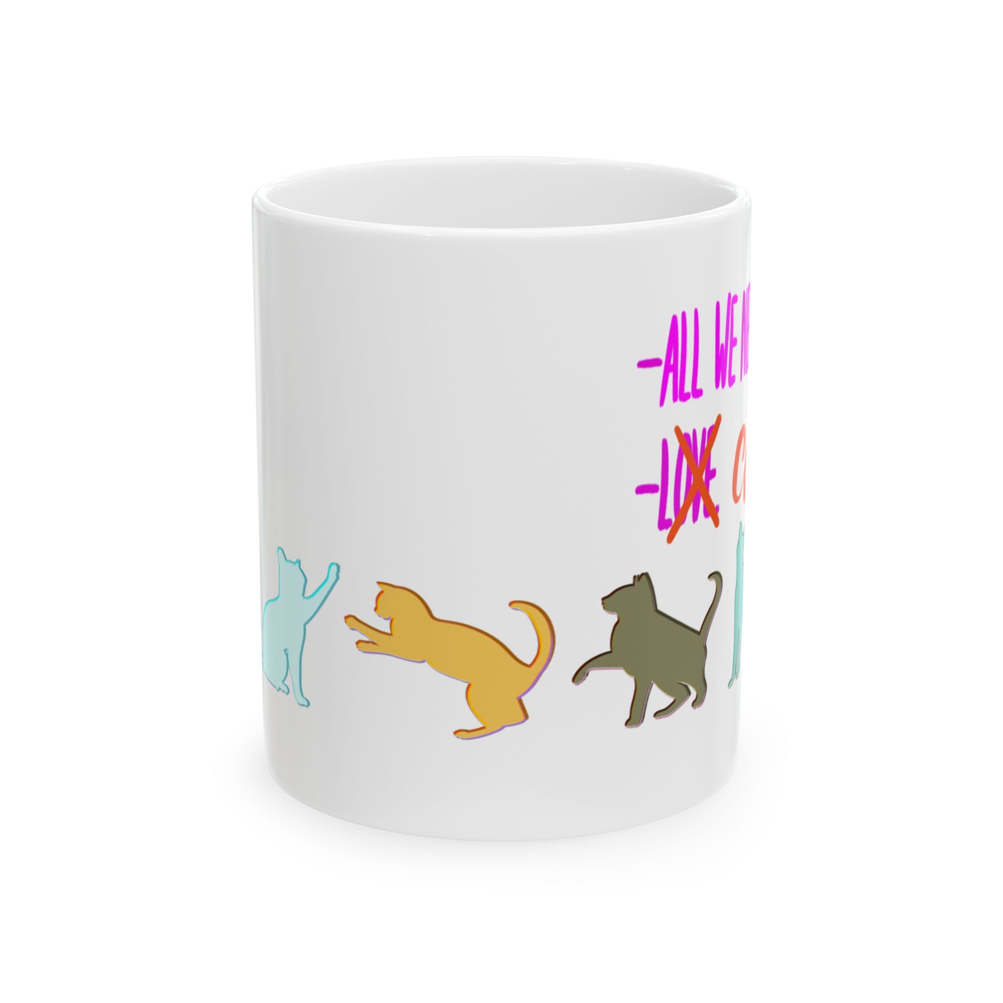 ALL WE NEED IS CATS Ceramic Mug, (11oz)