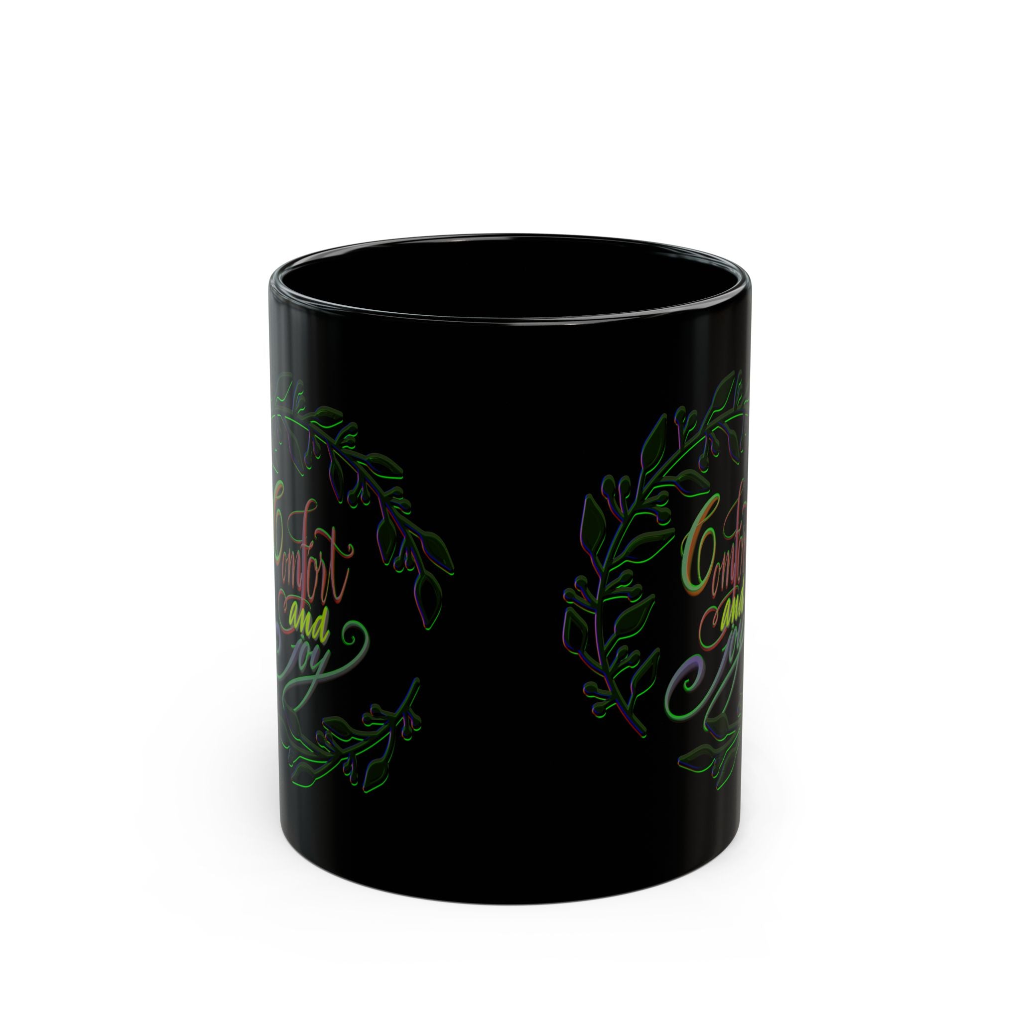 COMFORT AND JOY Black Mug (11oz)