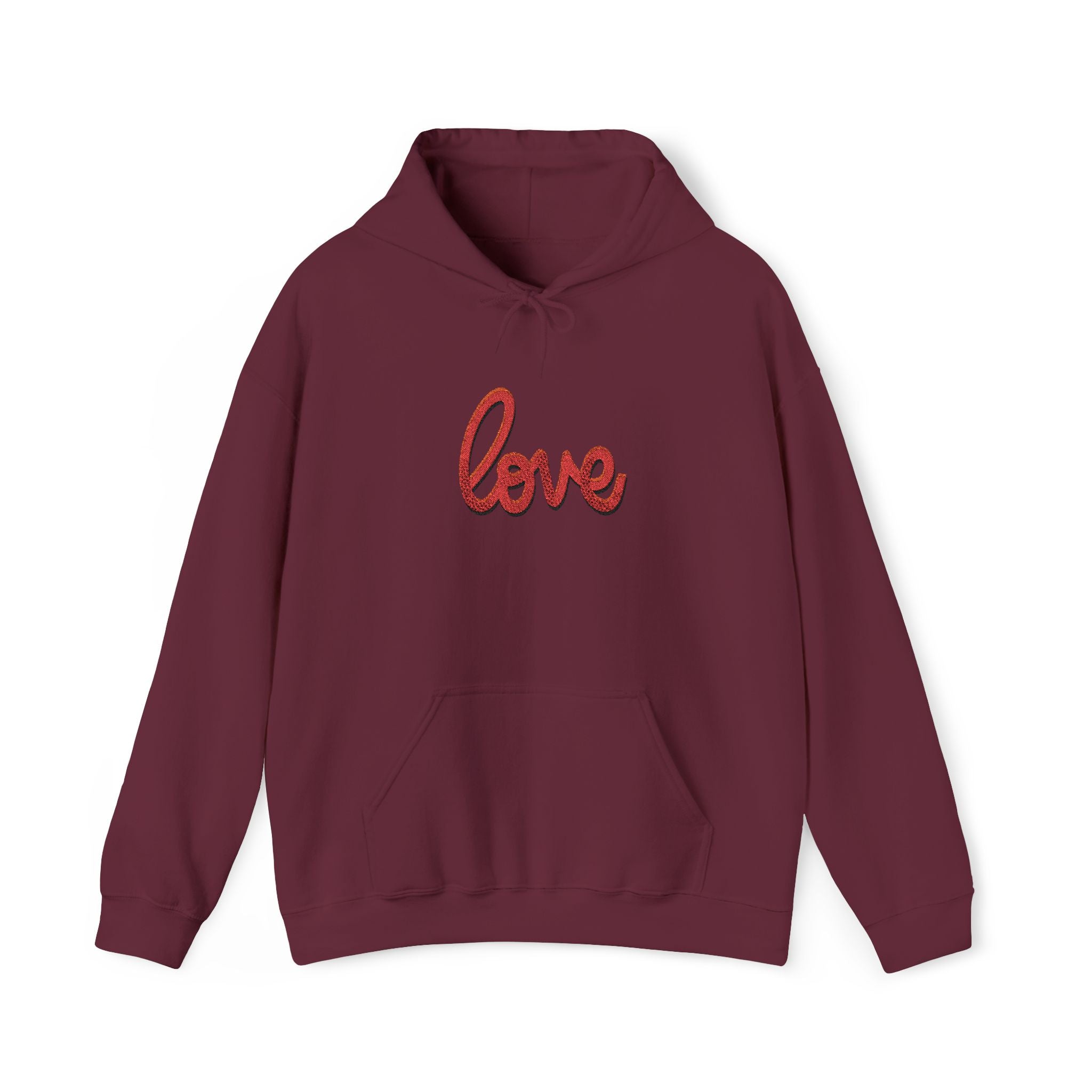 Love Script Hoodie — Red heart Pullover