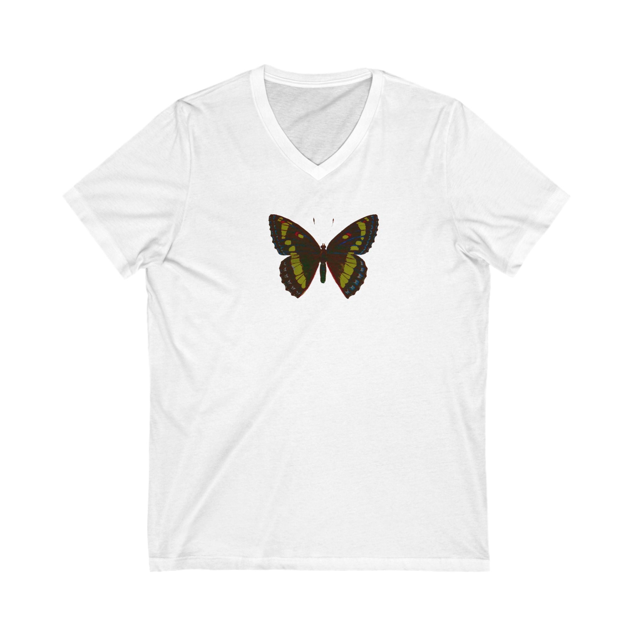 Butterfly V-Neck Tee – Stylish Unisex Short Sleeve Shirt for Nature Lovers
