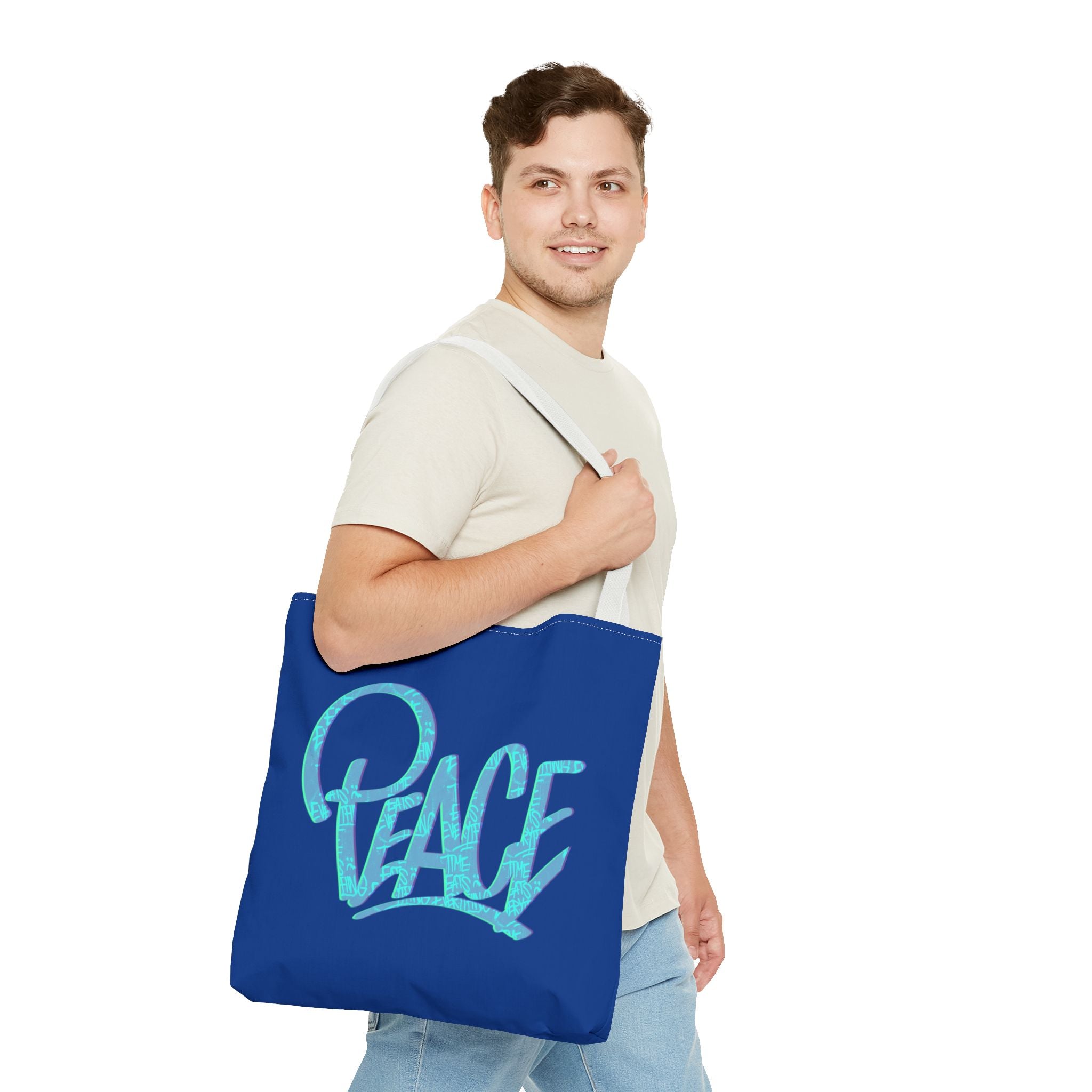 Peace Tote Bag - Stylish Blue Carry-All for Eco-Friendly Living