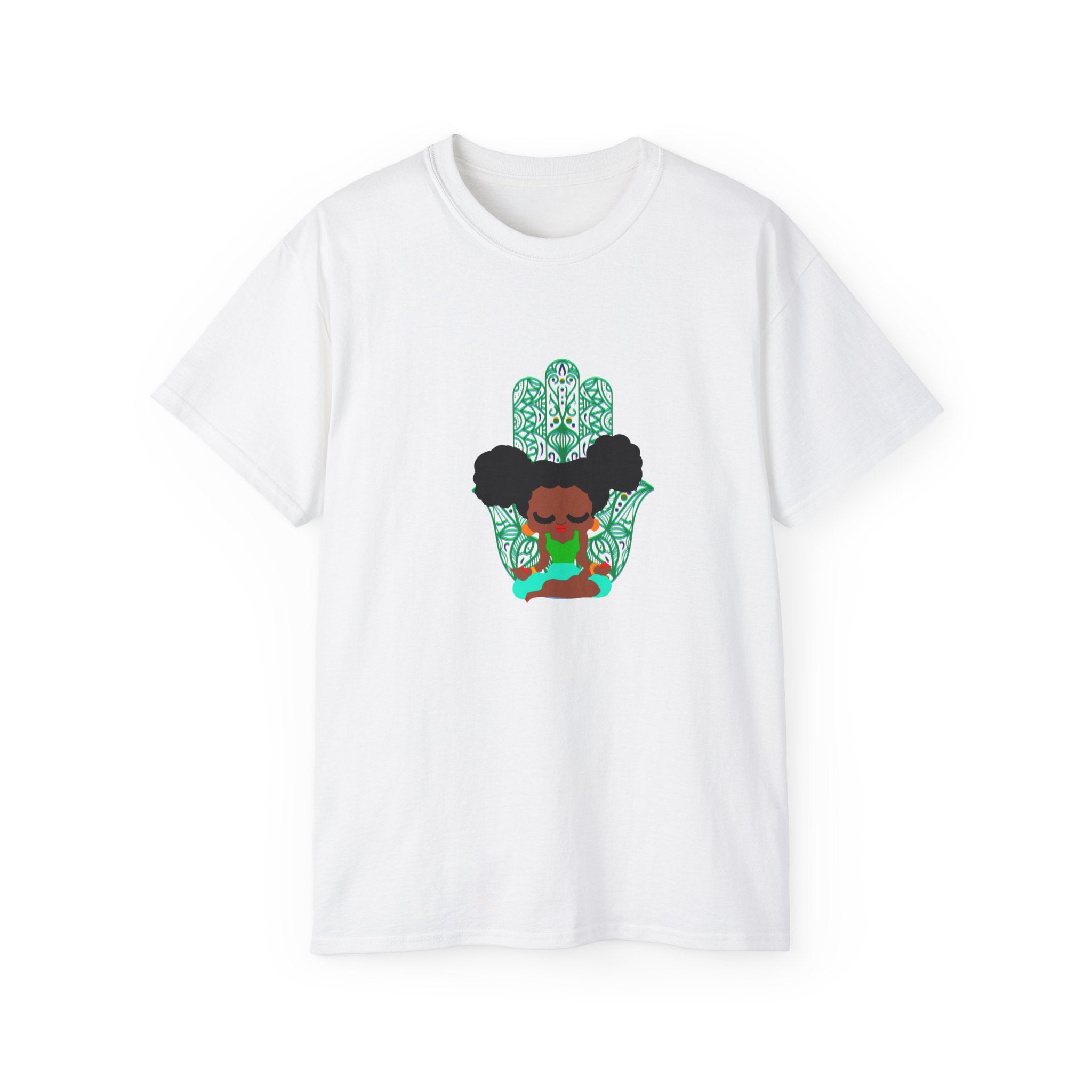 Cecile’s Inner Child With Hamsa Hands Unisex Ultra Cotton Tee - Spiritual & Inspirational Art