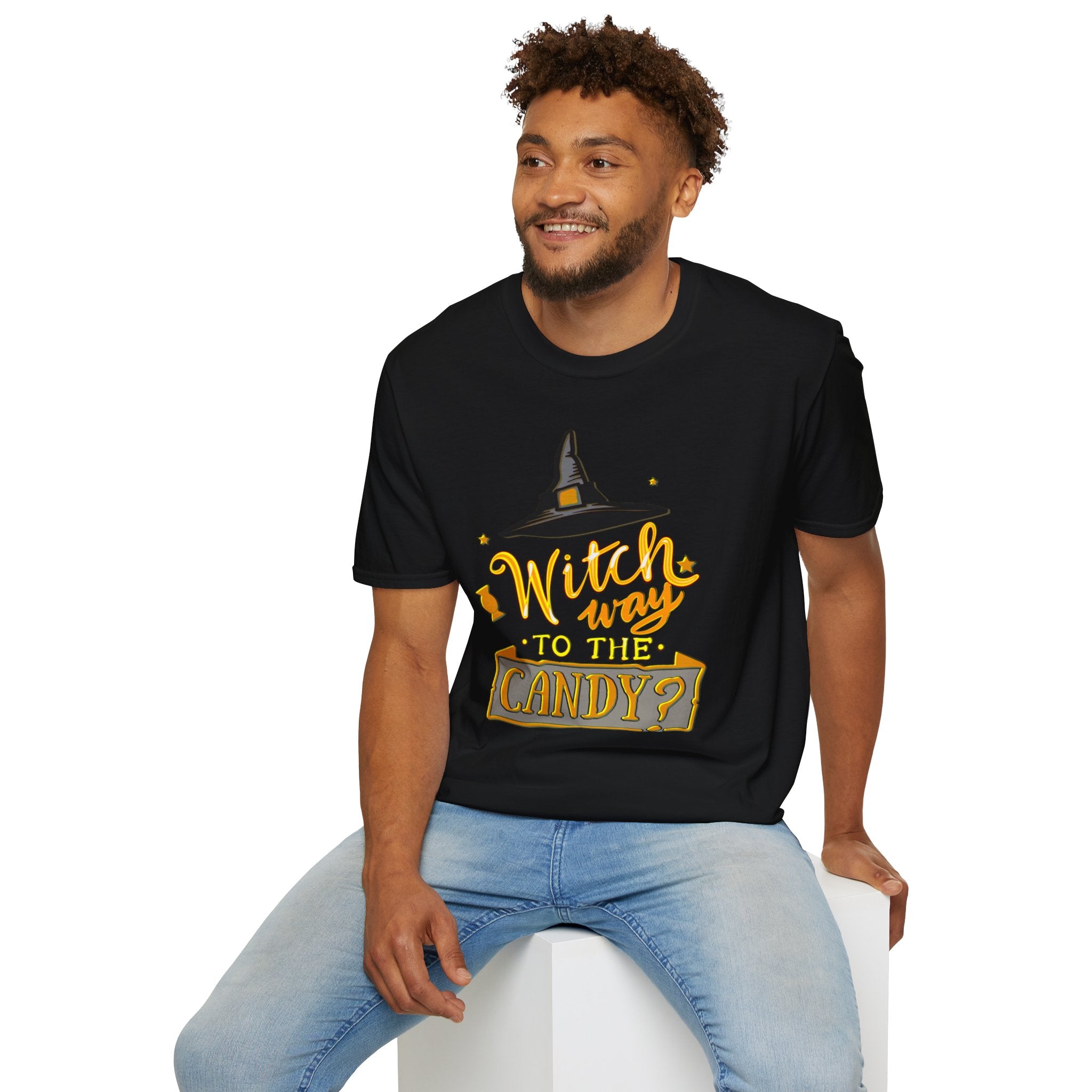 WITCH WAY TO THE CANDY? HALLOWEEN Softstyle T-Shirt