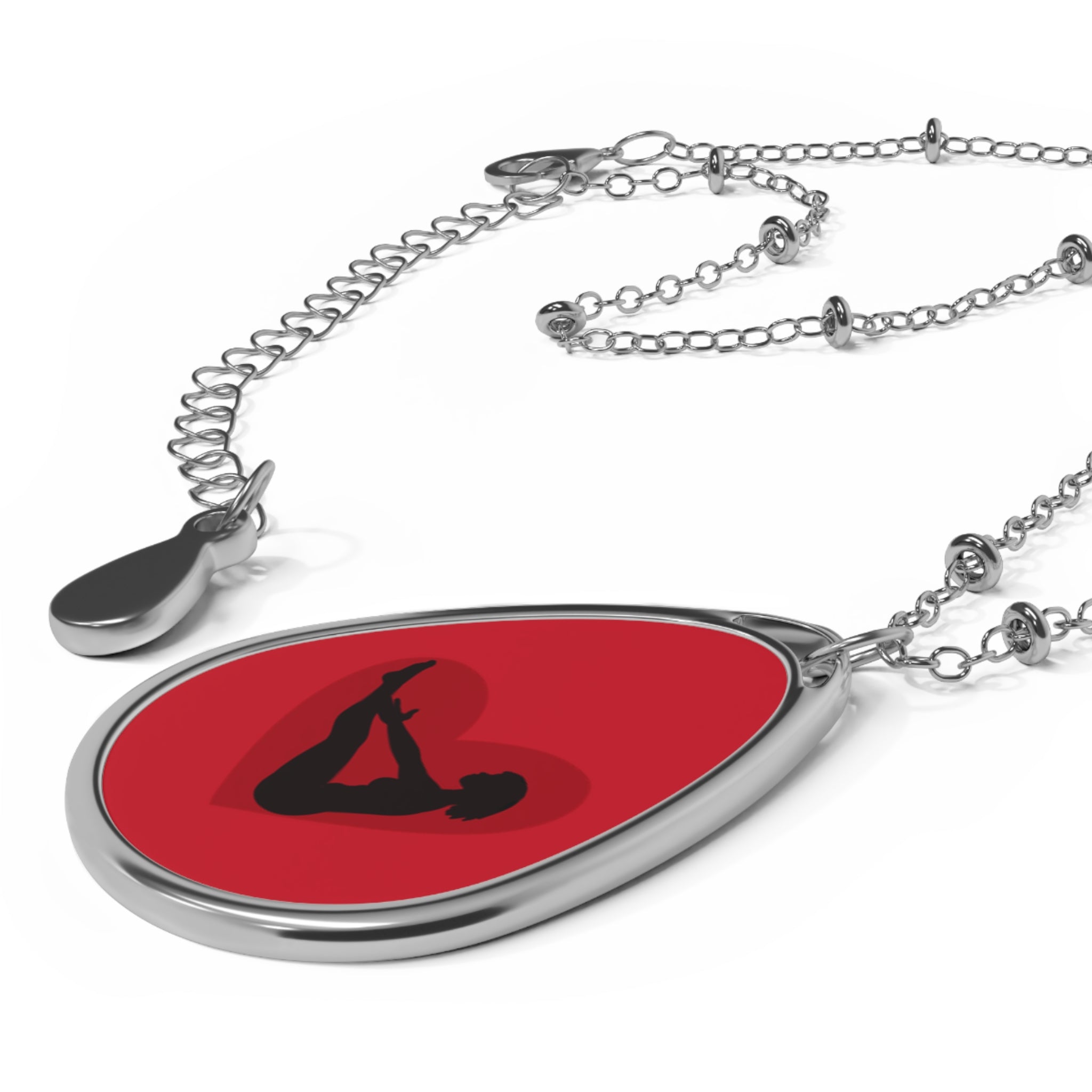 I HEART YOGA Oval Necklace - Teardrop Pendant for Mindfulness and Style