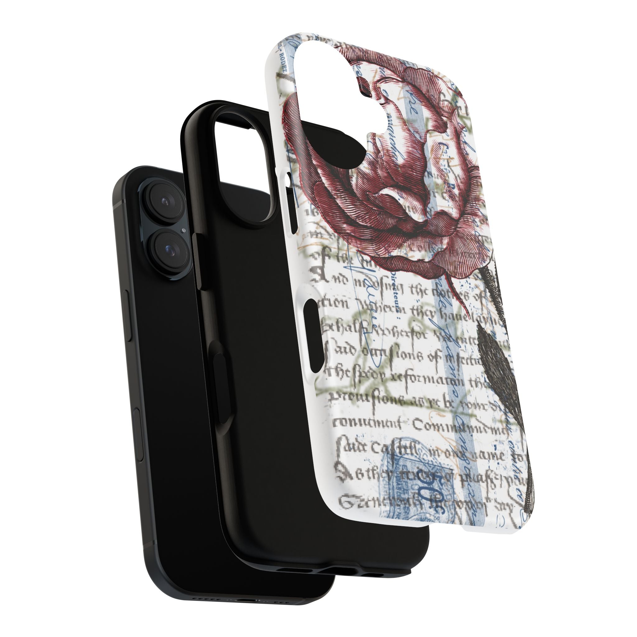 Artistic Floral Phone Case - Tough Cases with Vintage Rose Design