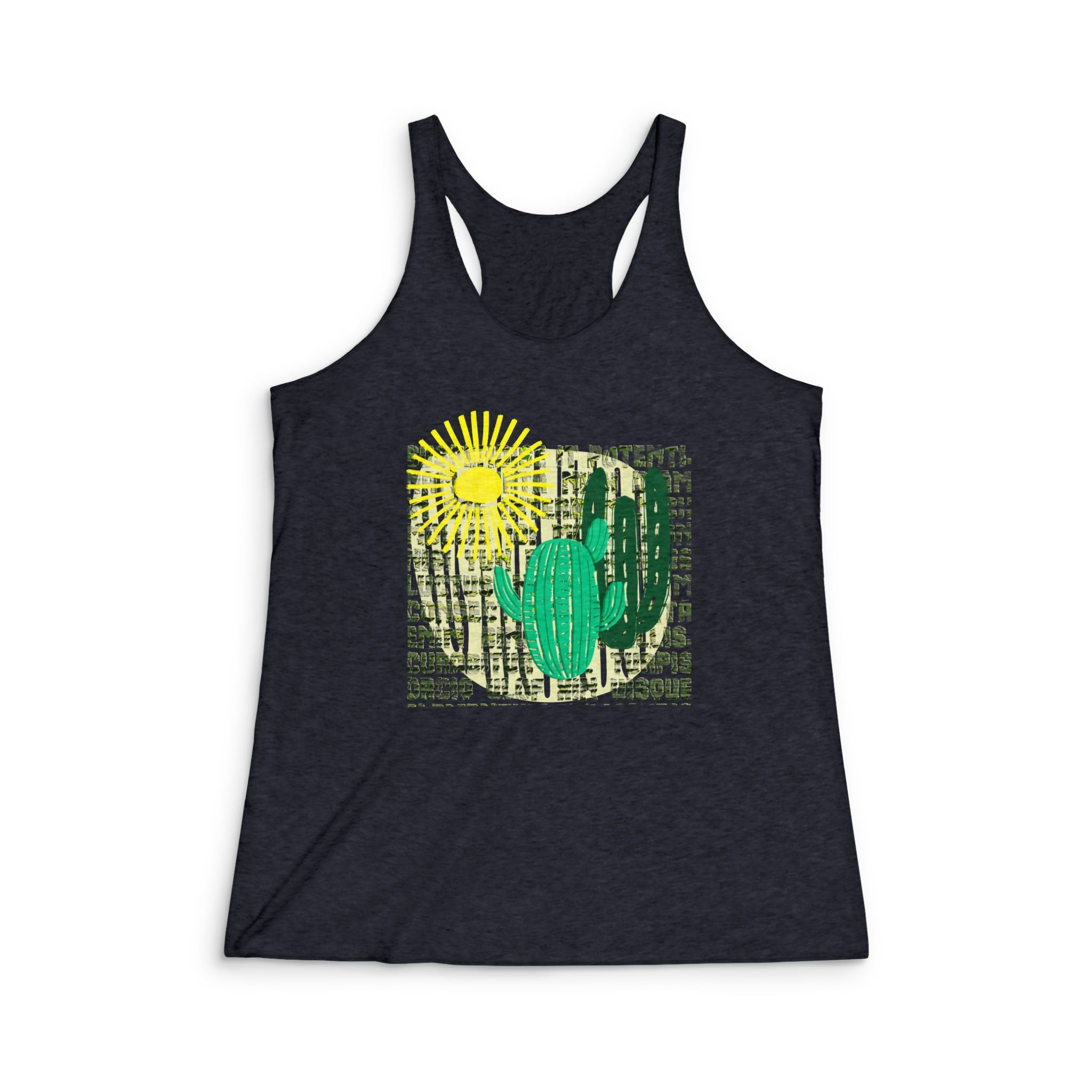 Cactus Sunshine Racerback Tank - Women's Tri-Blend Summer Top