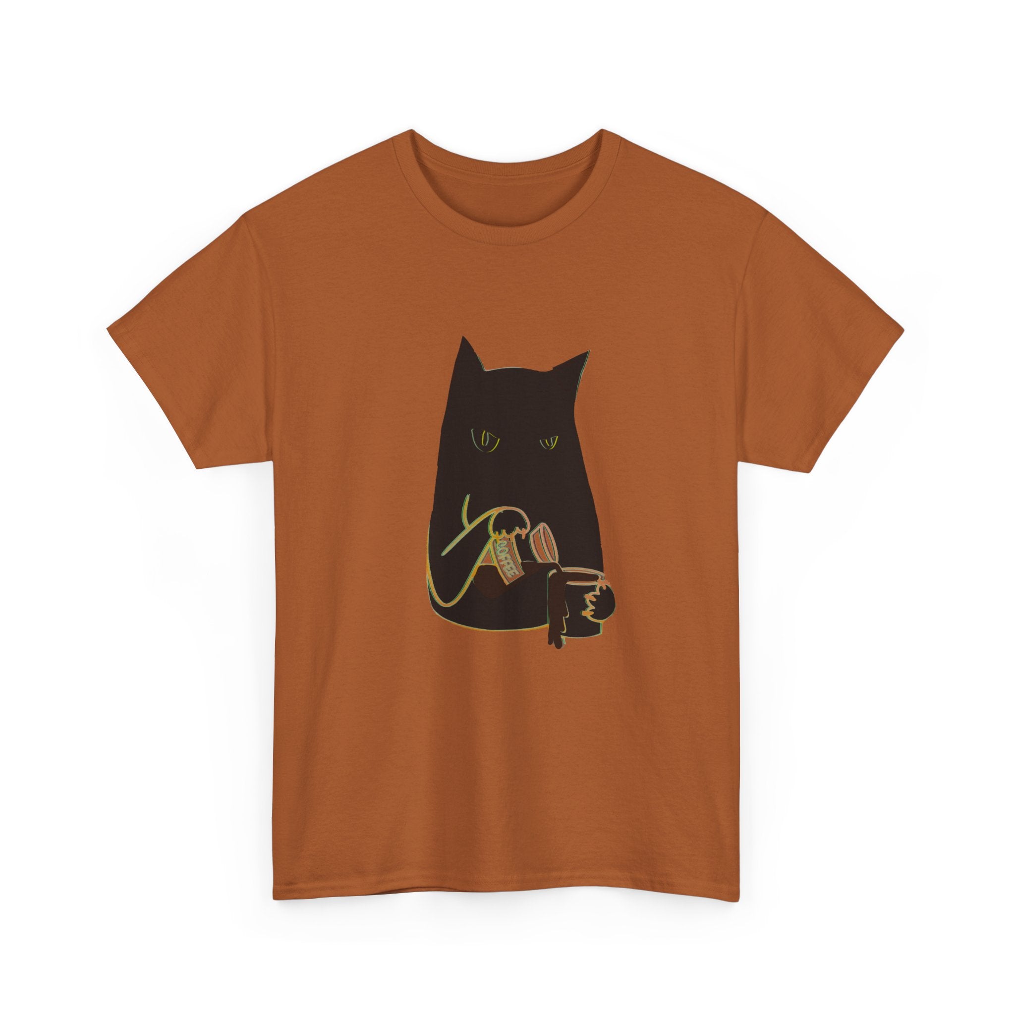 BLACK CAT BLACK COFFEE Unisex Heavy Cotton Tee