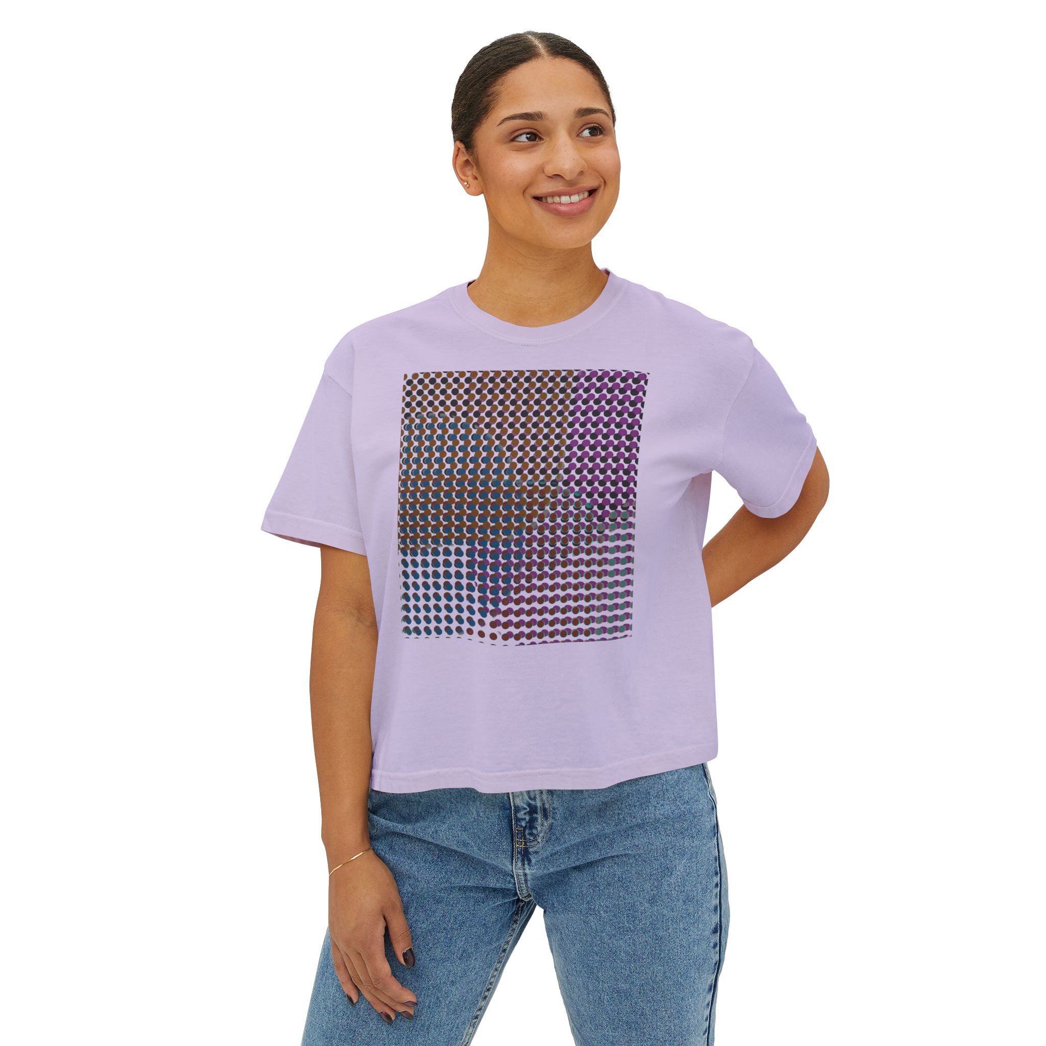 Chic Women's Boxy Tee - Modern Abstract Design