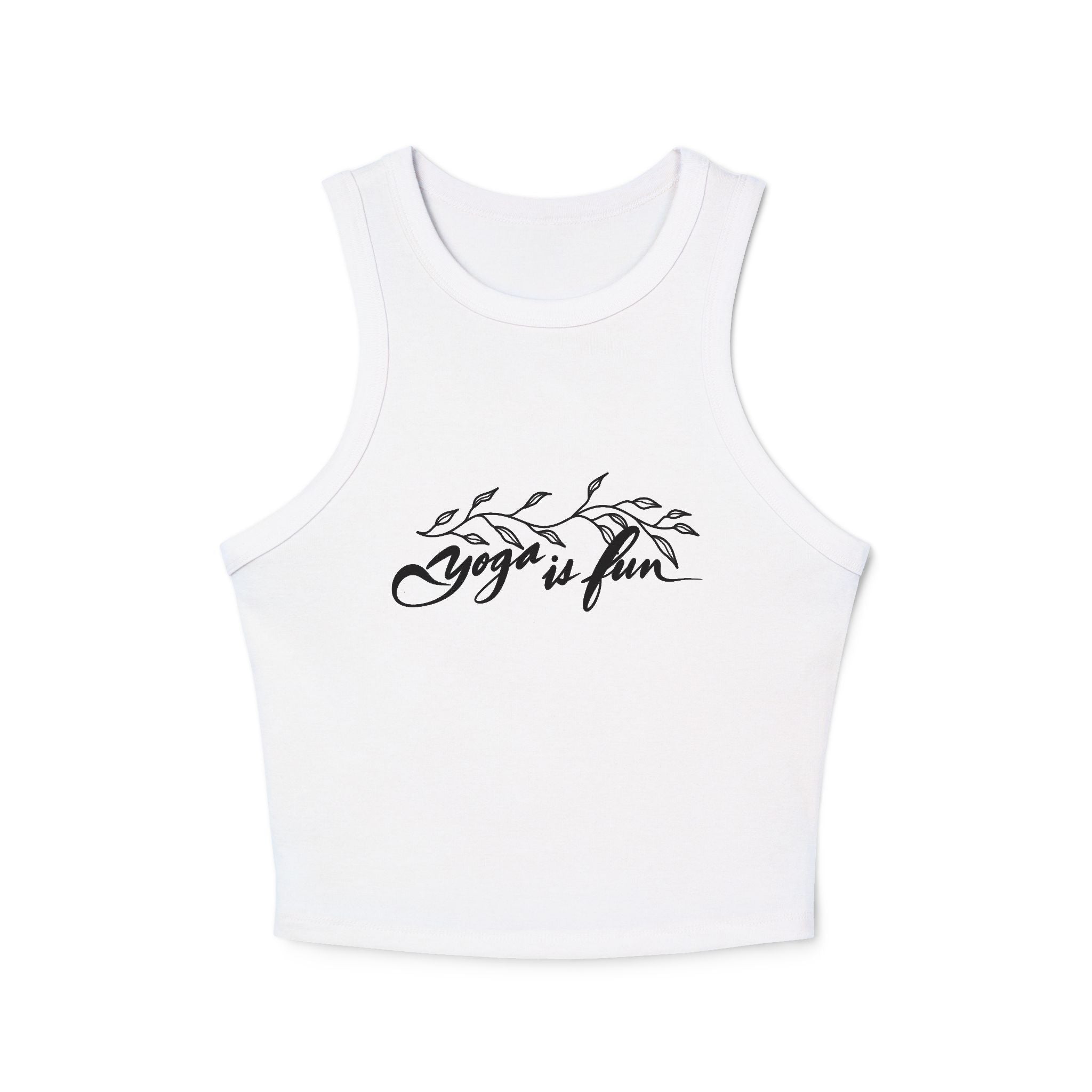 "Yoga is Fun" Women's Micro Rib Racer Tank Top - Stylish Activewear for Yoga Enthusiasts