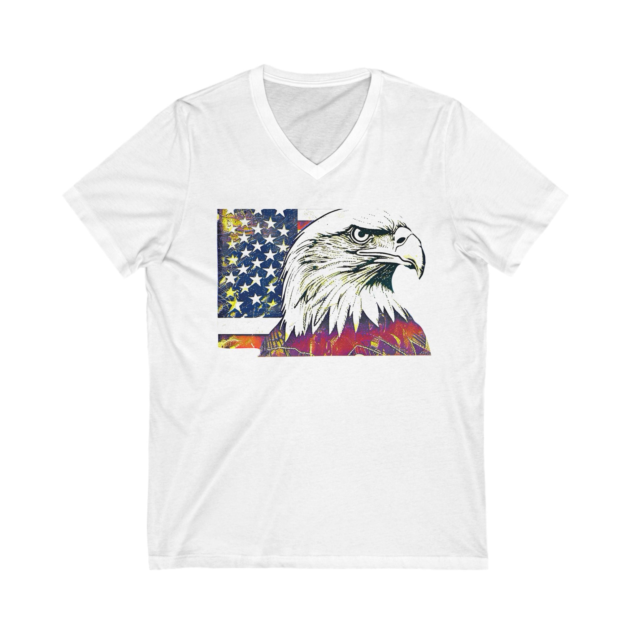 Patriotic Eagle V-Neck Tee - Jersey Short Sleeve Shirt