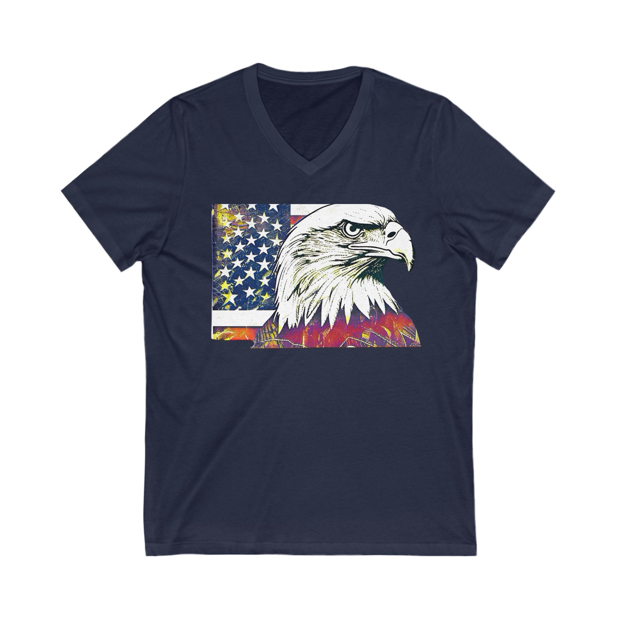 Patriotic Eagle V-Neck Tee - Jersey Short Sleeve Shirt