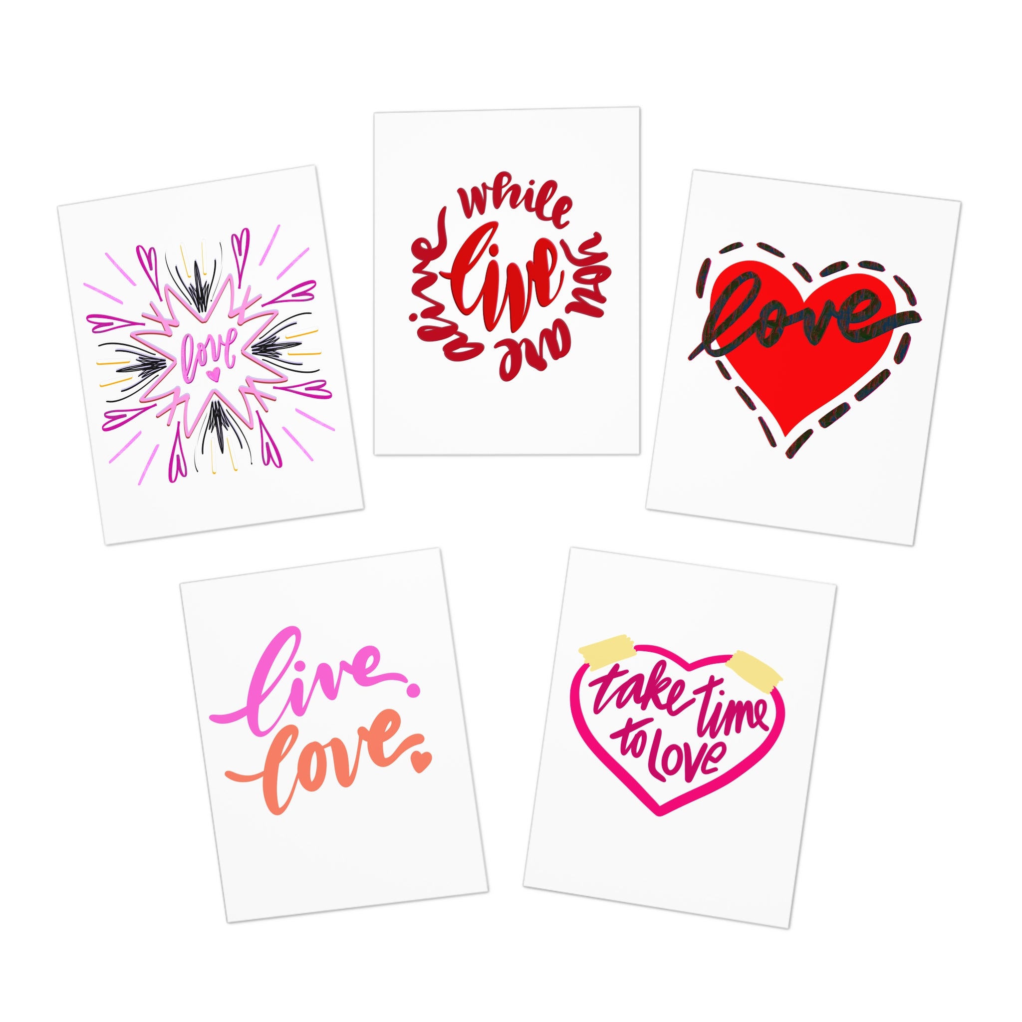 Greeting Card Set with Hand Drawn Designs (5-Pack)