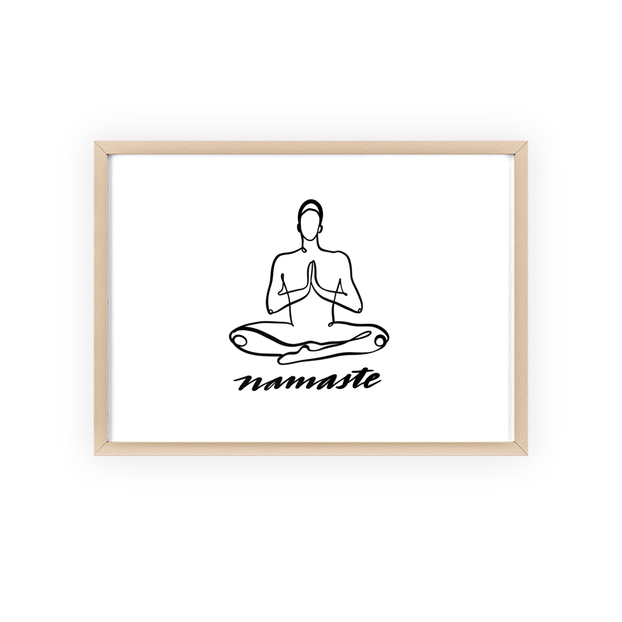 Meditation Art Poster with Wooden Frame - Namaste Decor for Mindfulness and Wellness