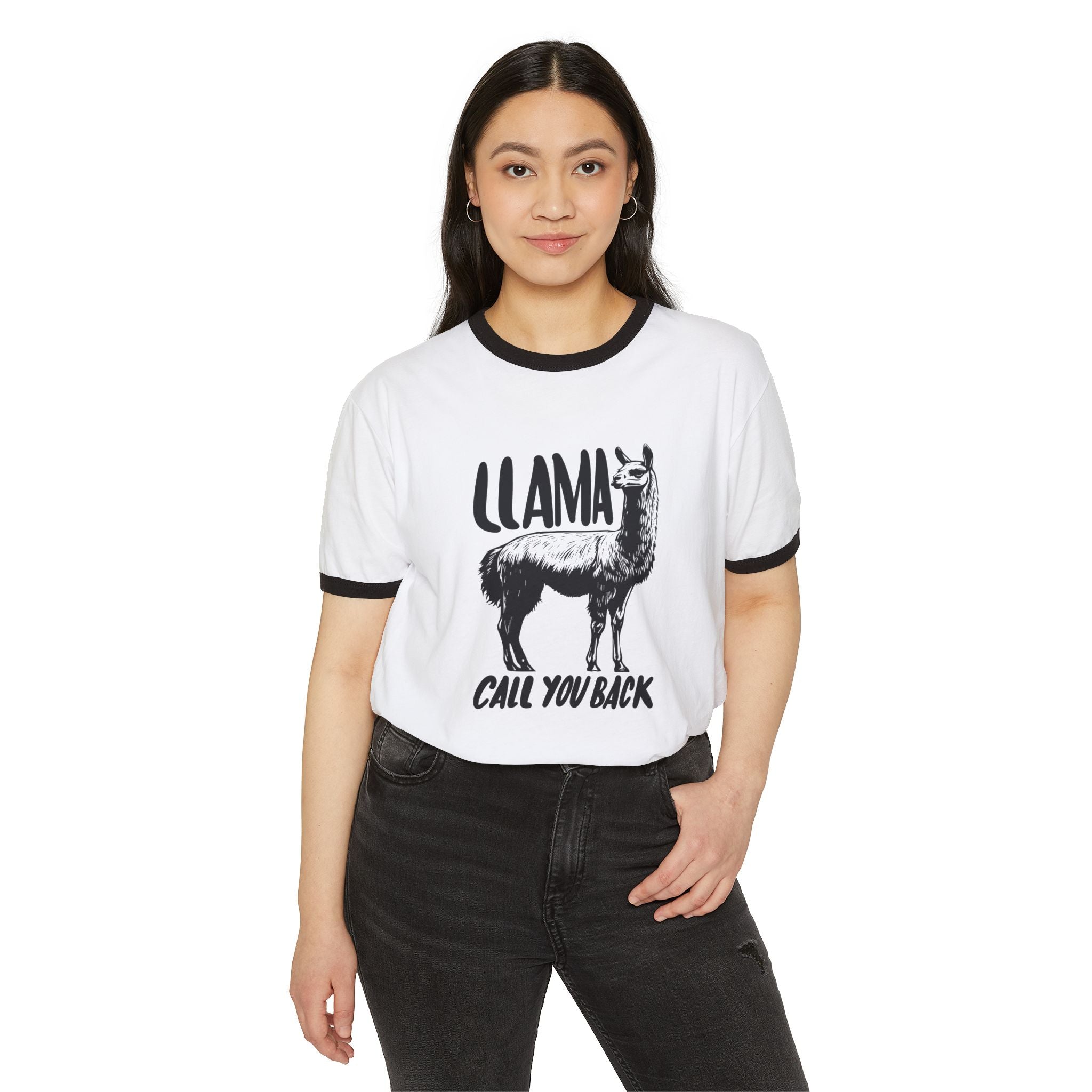 Funny Llama Unisex Ringer T-Shirt - 'Llama Call You Back'