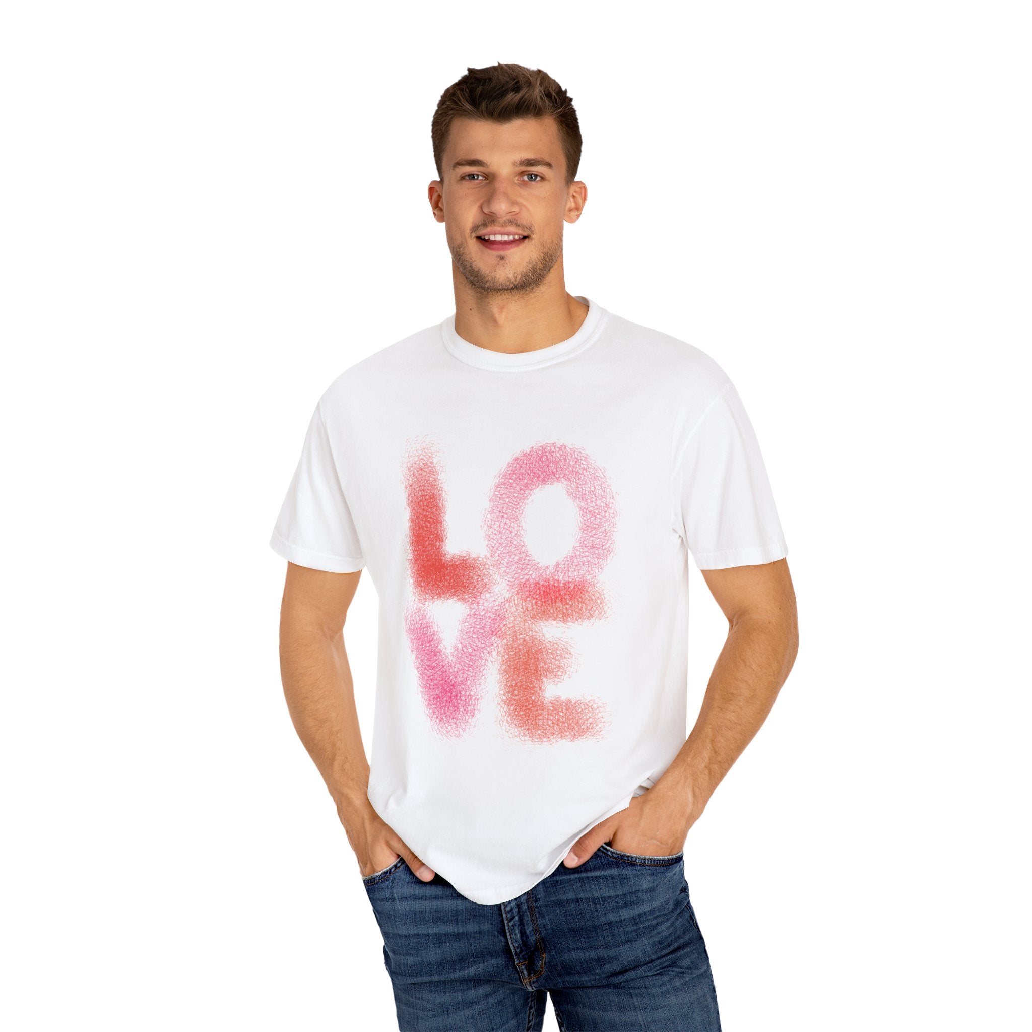 LOVE SCRIBBLES Unisex Garment-Dyed T-shirt
