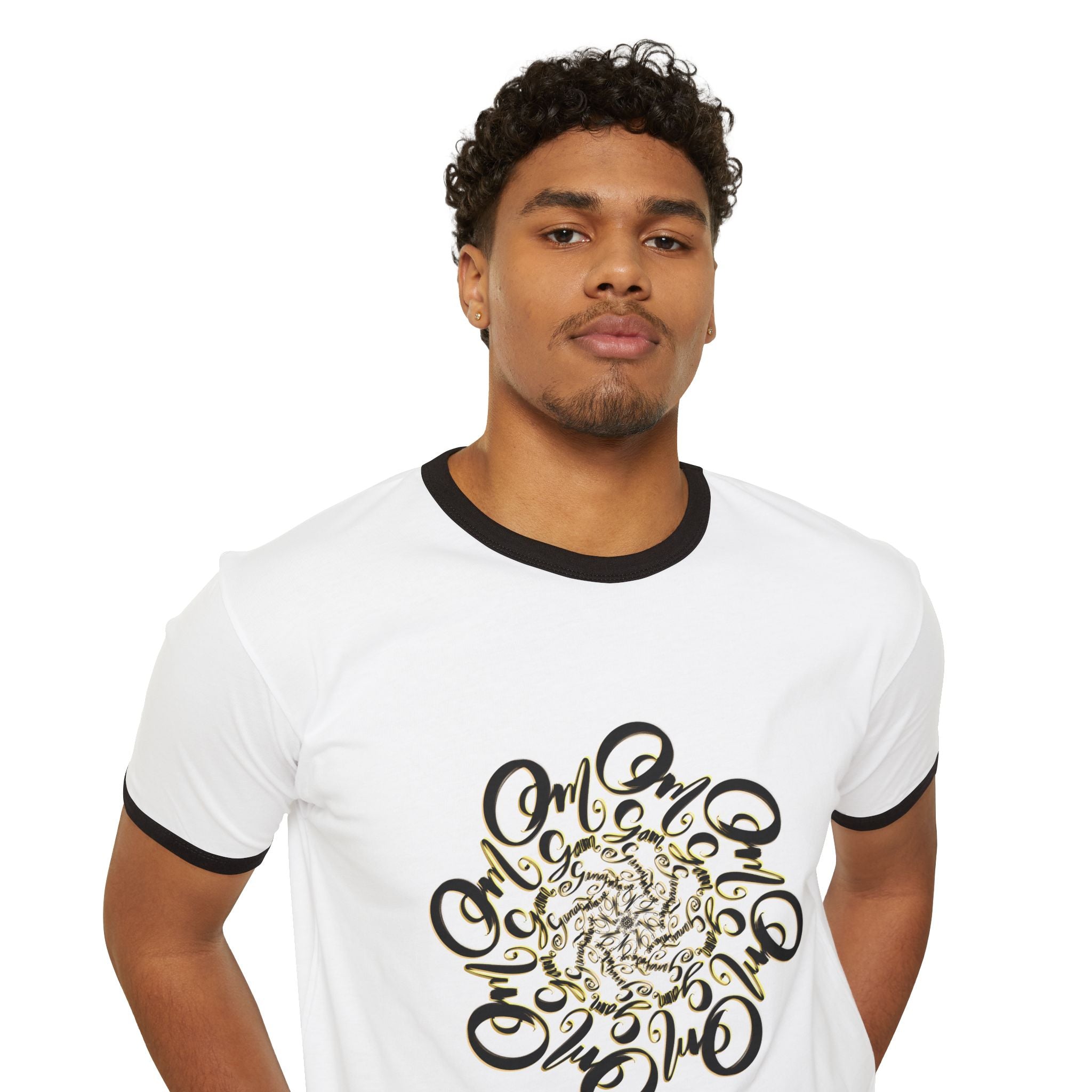 Mantra Cotton Ringer T-Shirt - Om Symbol Mandala Design