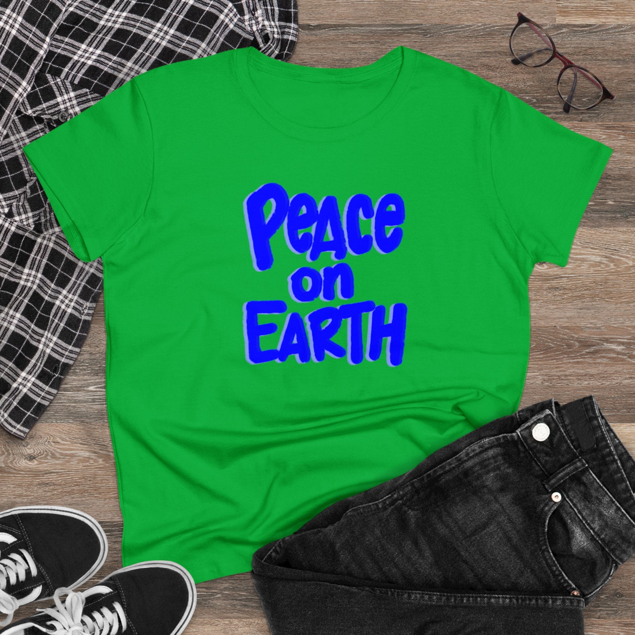 PEACE ON EARTH Women's Midweight Cotton Tee