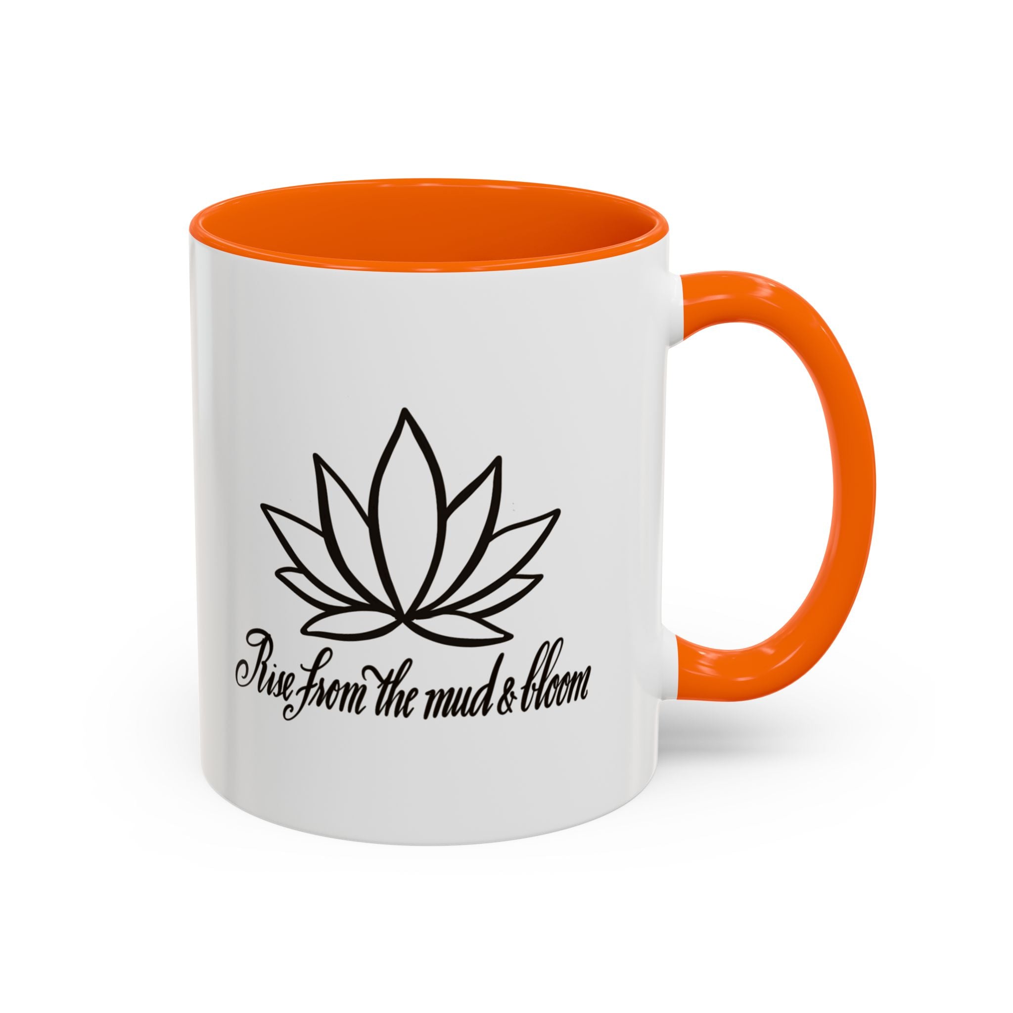 Inspirational Lotus Flower Coffee Mug - Rise From the Mud & Bloom - Stylish 11oz & 15oz Accent Mugs