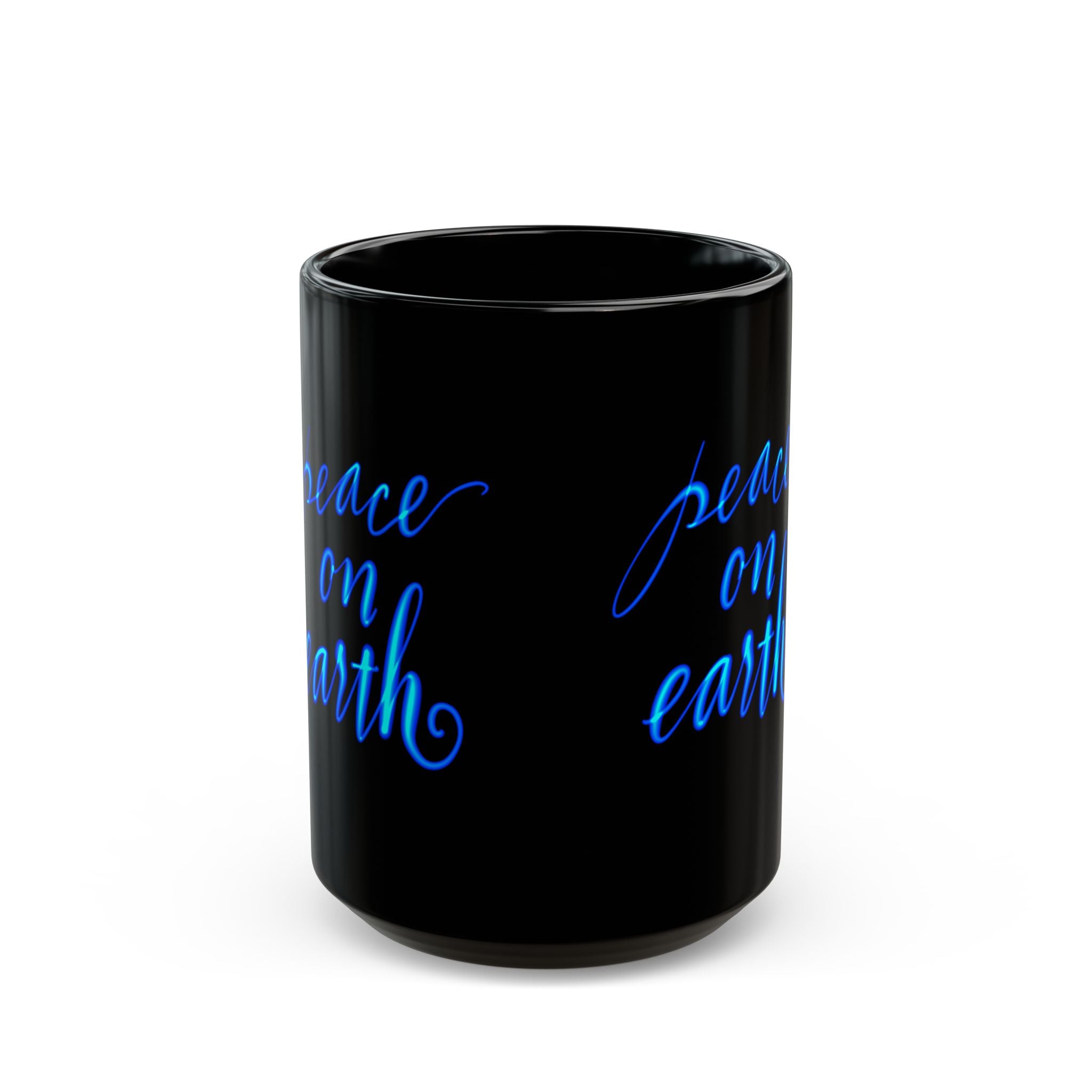PEACE ON EARTH LARGE Black Mug (15oz)