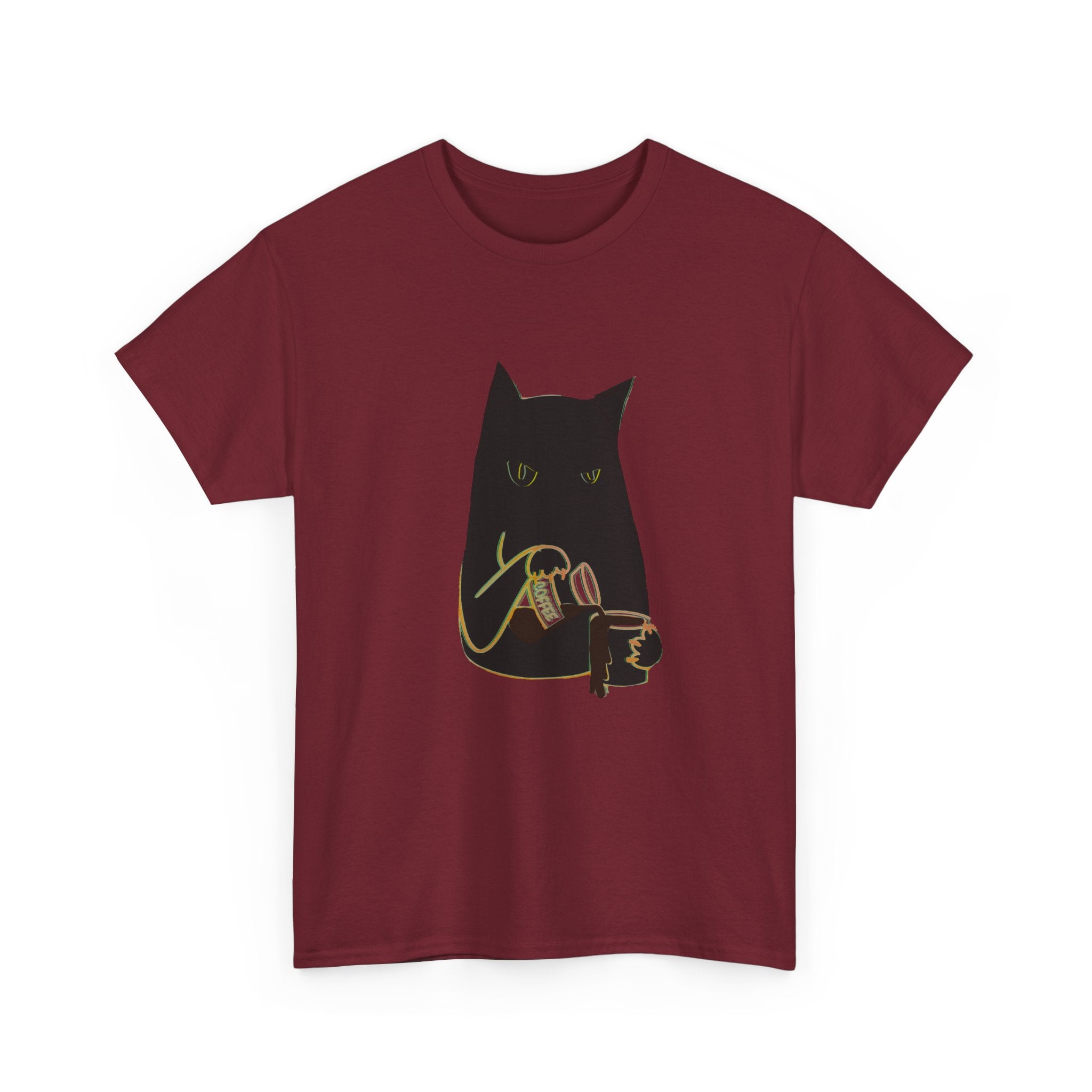 BLACK CAT BLACK COFFEE Unisex Heavy Cotton Tee